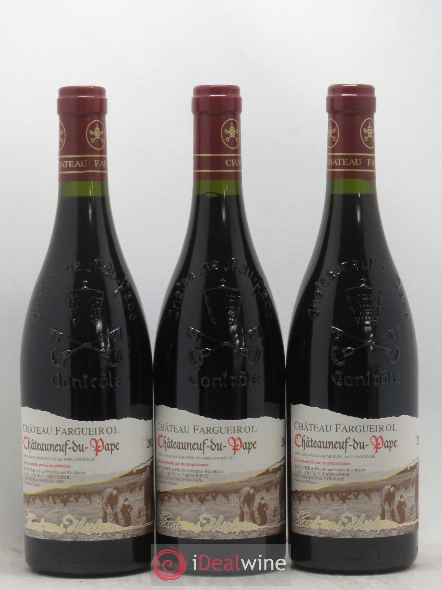 Châteauneuf-du-Pape Cent ans d'Histoire Château Fargueirol 2012 - Posten von 3 Flaschen - 0