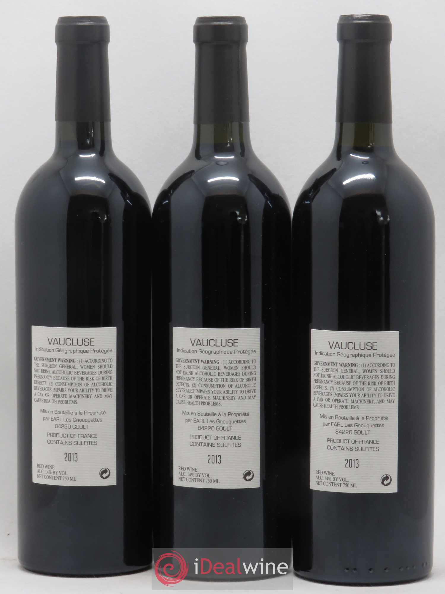 Vaucluse Les Quelles de la Coste LQLC Cabernet Sauvignon Les Gnouquettes (sans prix de réserve) 2013 - Posten von 3 Flaschen - 1