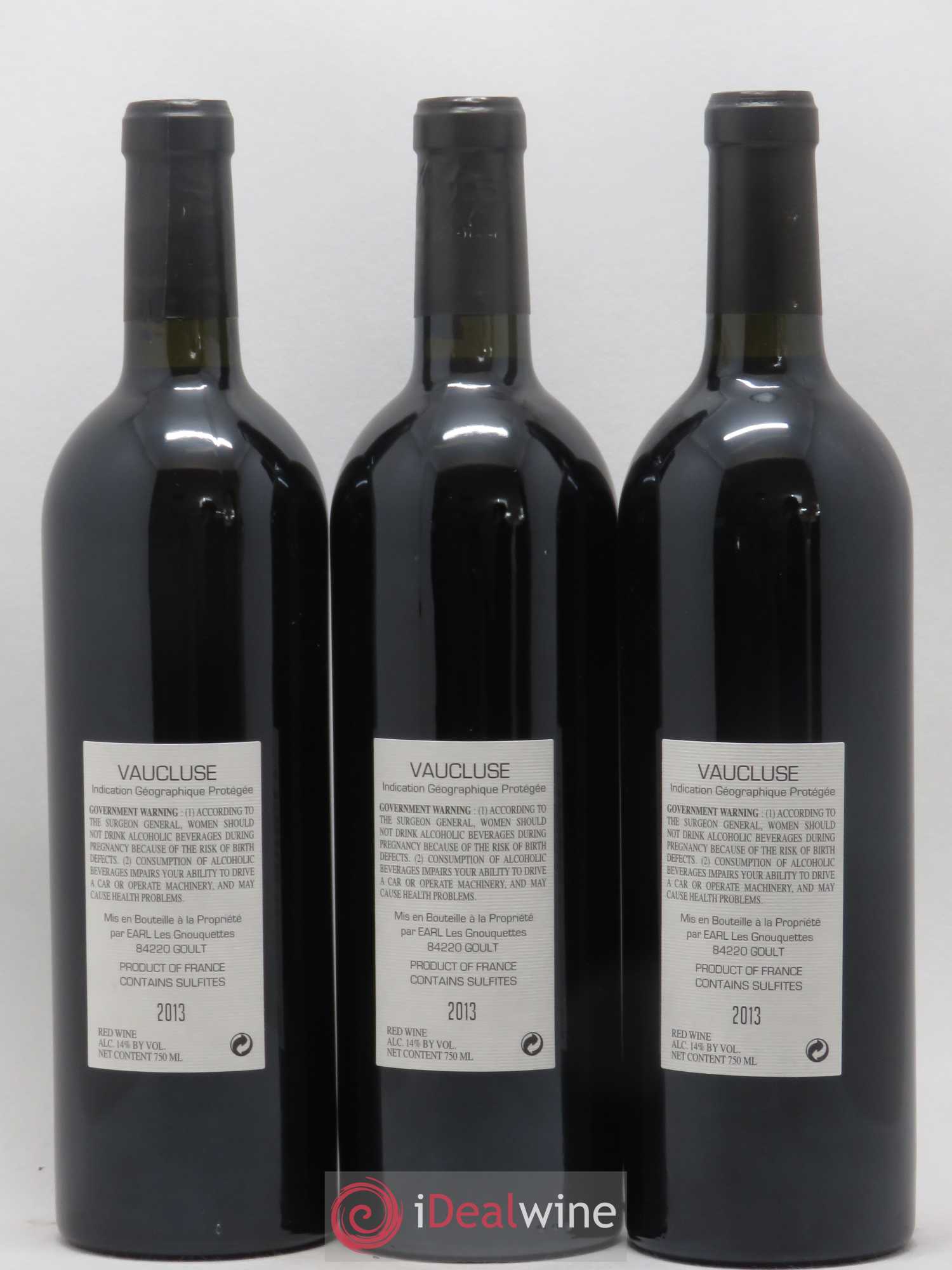 Vaucluse Les Quelles de la Coste LQLC Cabernet Sauvignon Les Gnouquettes (sans prix de réserve) 2013 - Posten von 3 Flaschen - 1