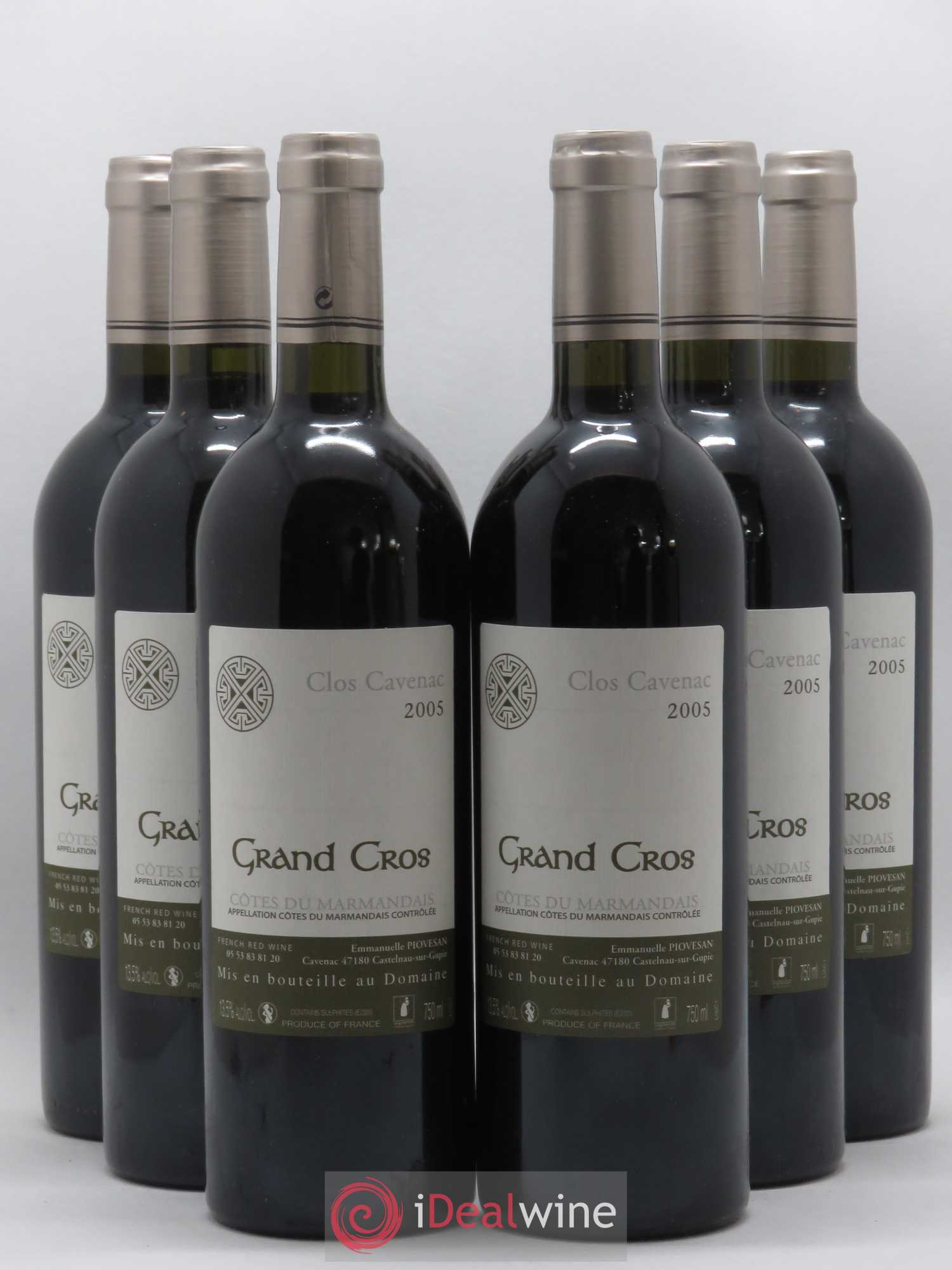 Côtes du Marmandais Clos Cavenac Grand Cros 2005 - Lotto di 6 bottiglie - 0