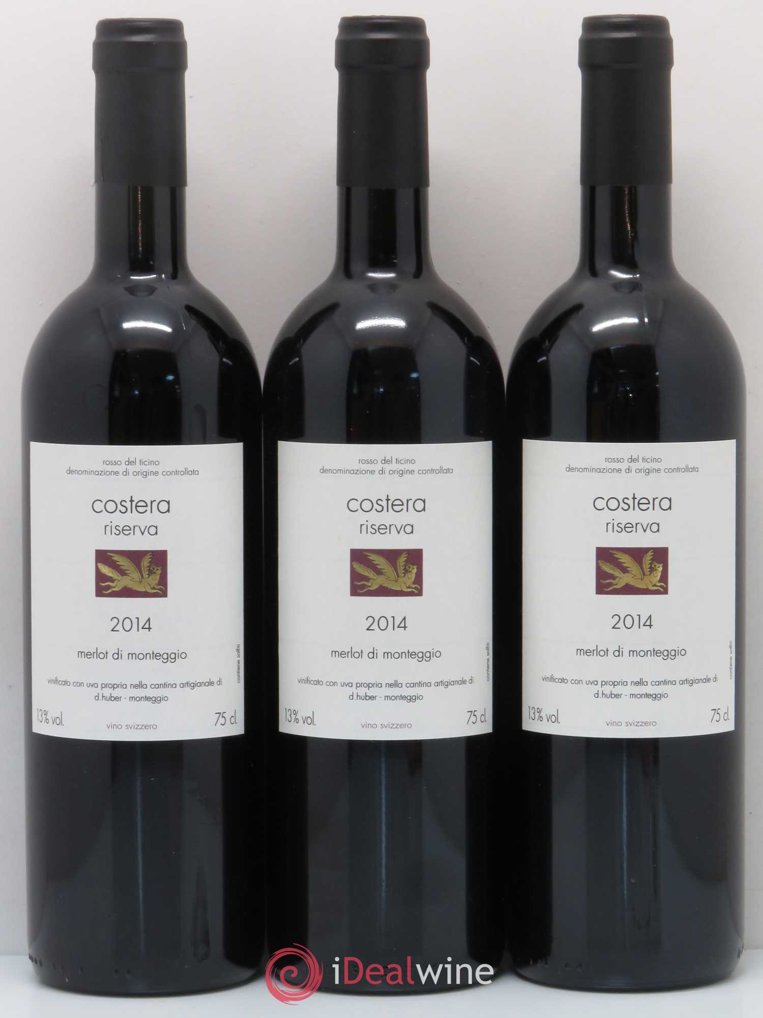 Vins Etrangers Rosso del Ticino DOC Costera Riserva Monteggio Daniel Huber 2014 - Posten von 3 Flaschen - 0
