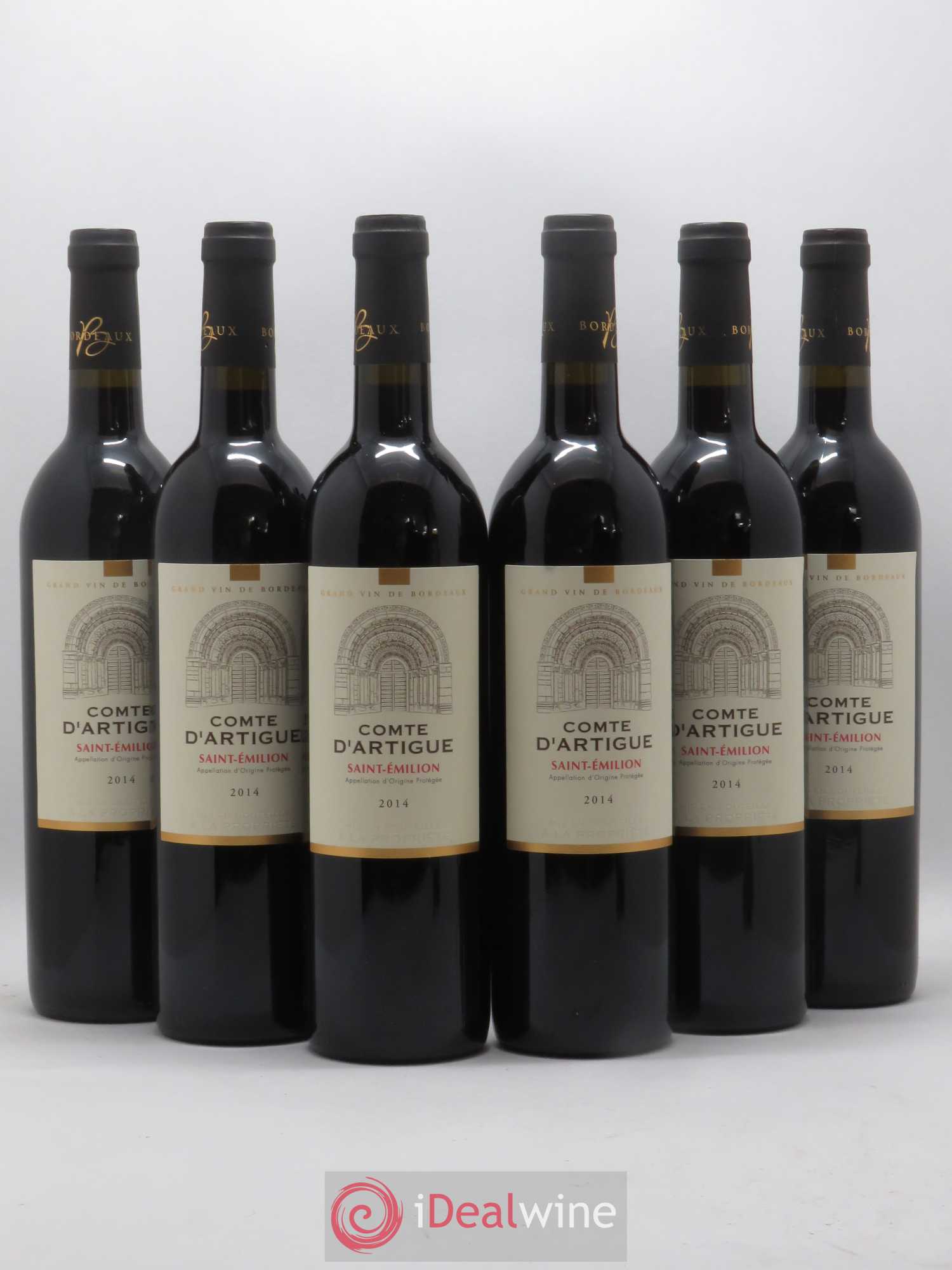 Saint-Émilion Comte d'Artigue (sans prix de réserve) 2014 - Posten von 6 Flaschen - 0