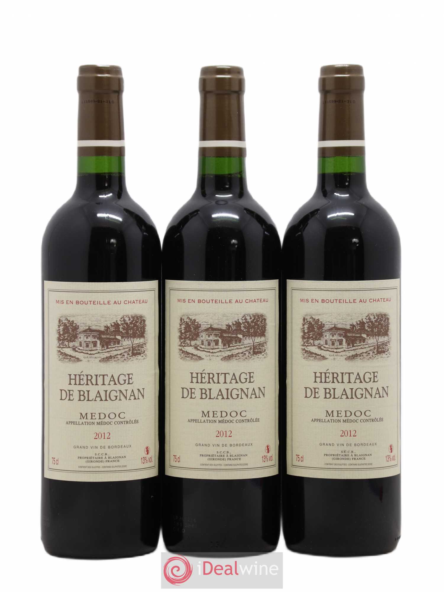 Médoc Chateau Heritage de Blaignan (sans prix de réserve) 2012 - Posten von 6 Flaschen - 2