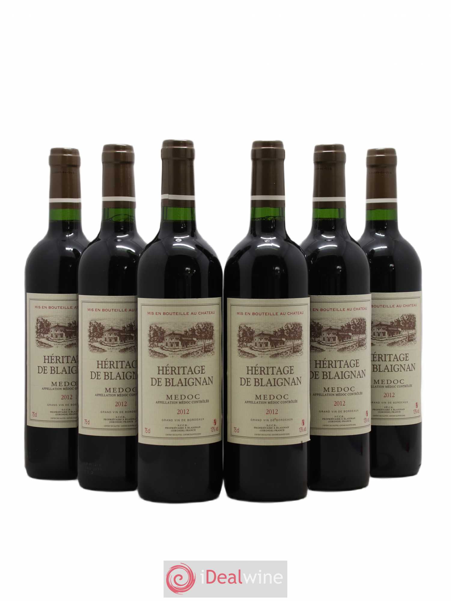 Médoc Chateau Heritage de Blaignan (sans prix de réserve) 2012 - Posten von 6 Flaschen - 0