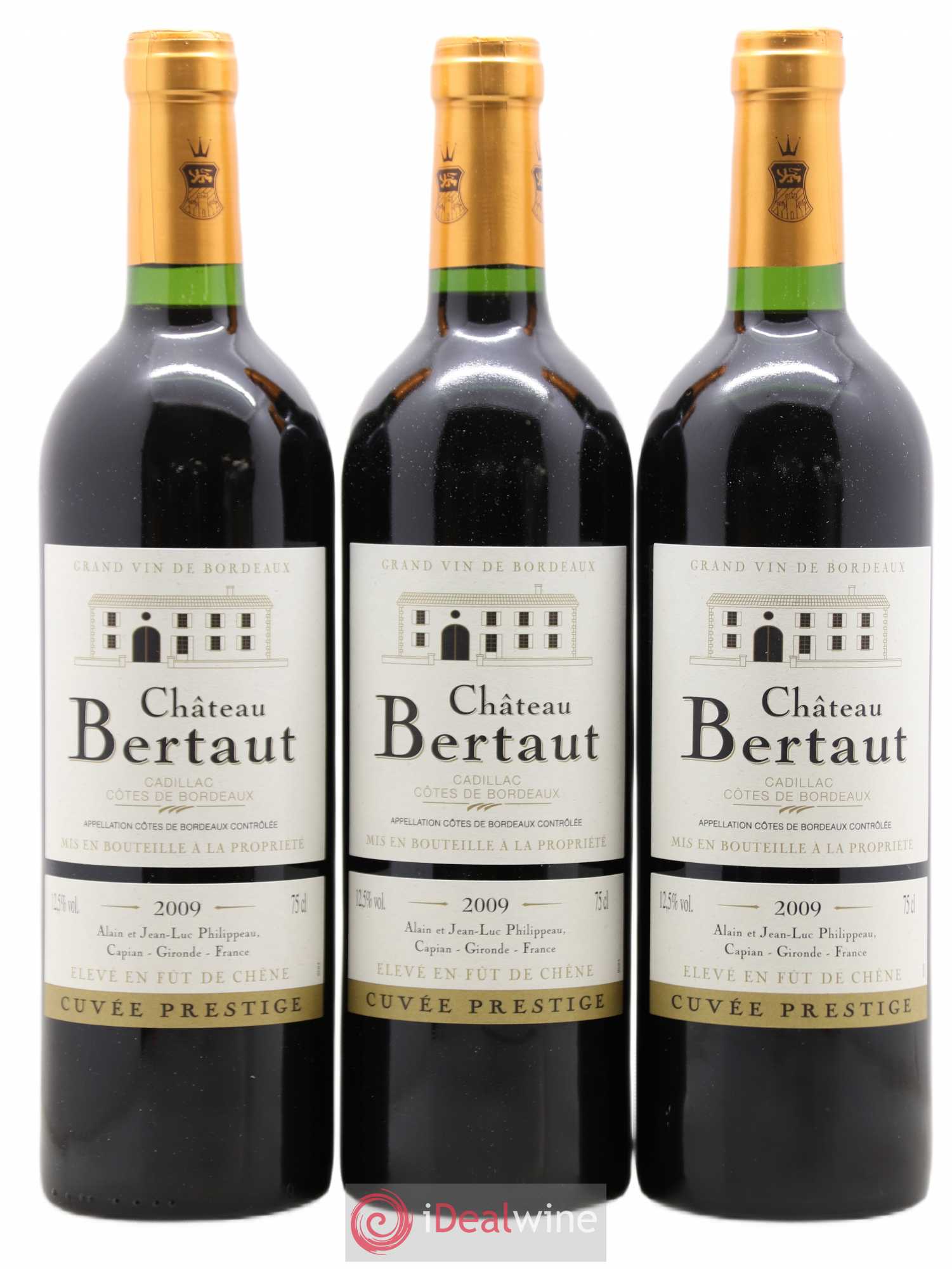 Castillon-Côtes-de-Bordeaux (Côtes-de-Castillon) Cadillac Château Bertaut cuvée Prestige (sans prix de réserve) 2009 - Posten von 12 Flaschen - 1