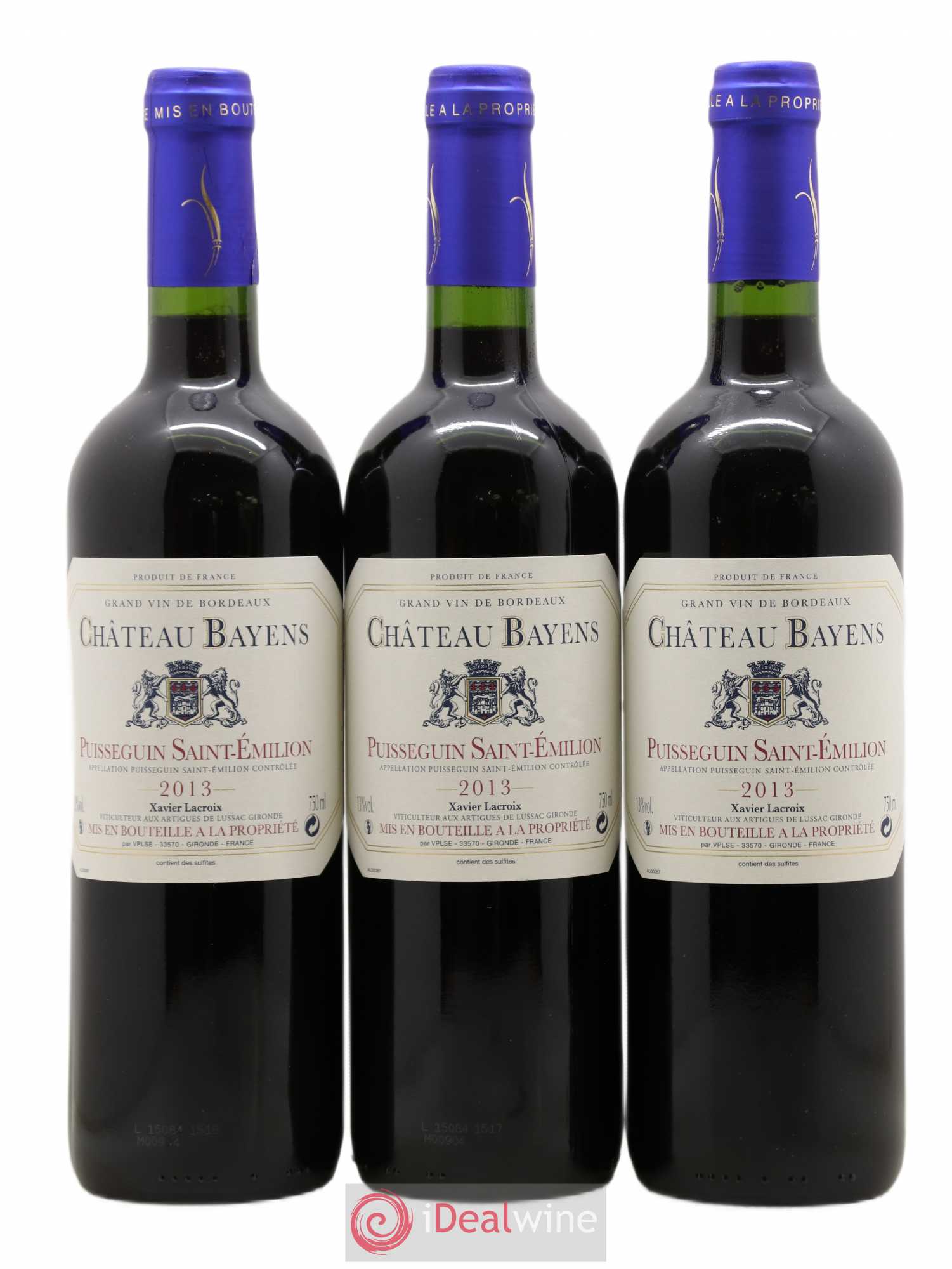Puisseguin Saint-Émilion Chateau Bayens (sans prix de réserve) 2013 - Lot de 6 bouteilles - 1
