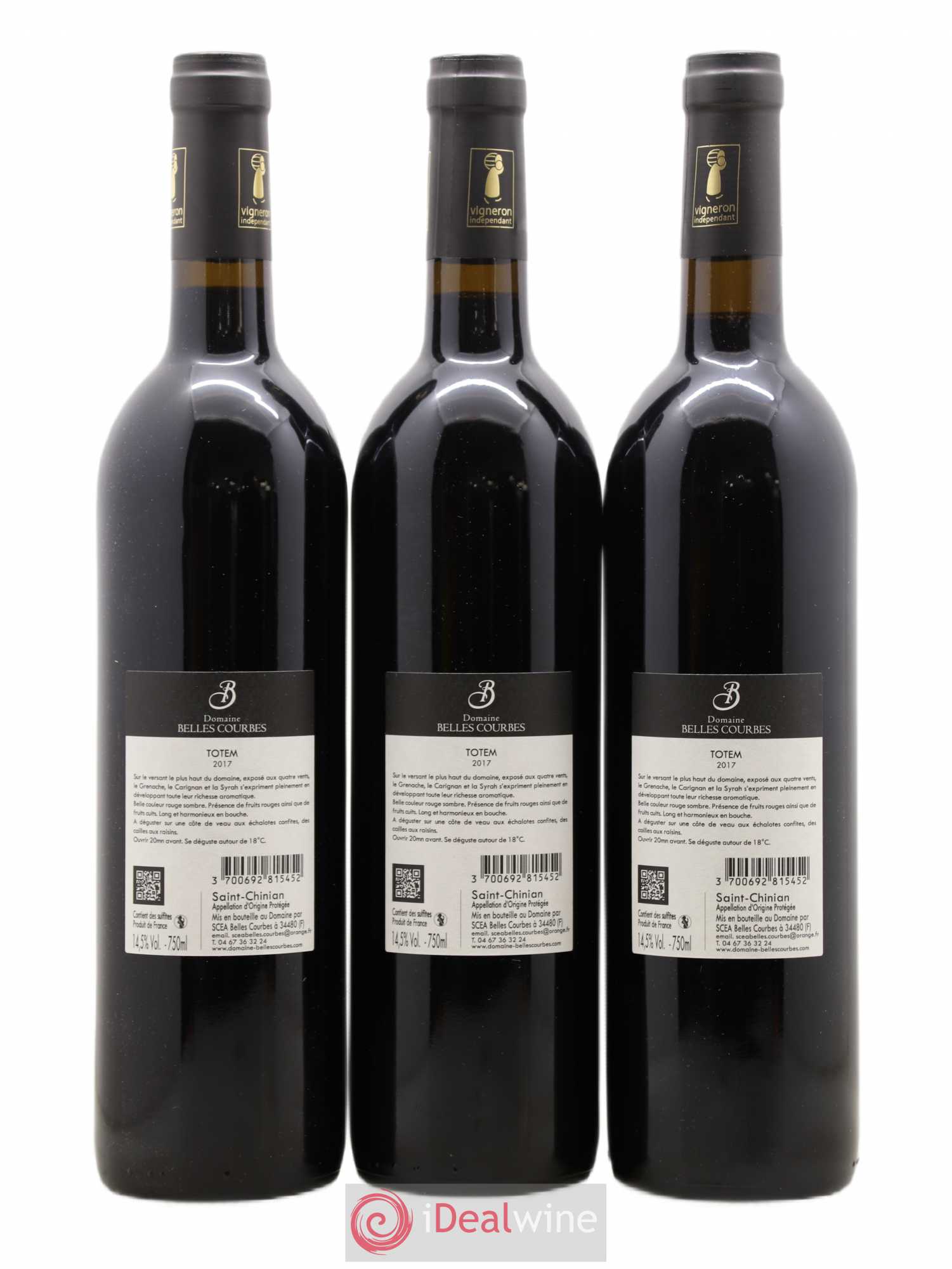 Saint-Chinian Cuvee Totem Domaine Belles Courbes (sans prix de réserve) 2017 - Lot de 6 bouteilles - 2