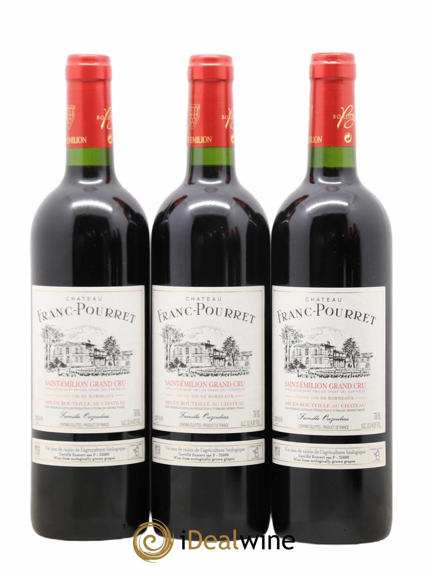 Saint-Émilion Grand Cru Chateau Franc Pourret 2010 - Posten von 3 Flaschen - 0