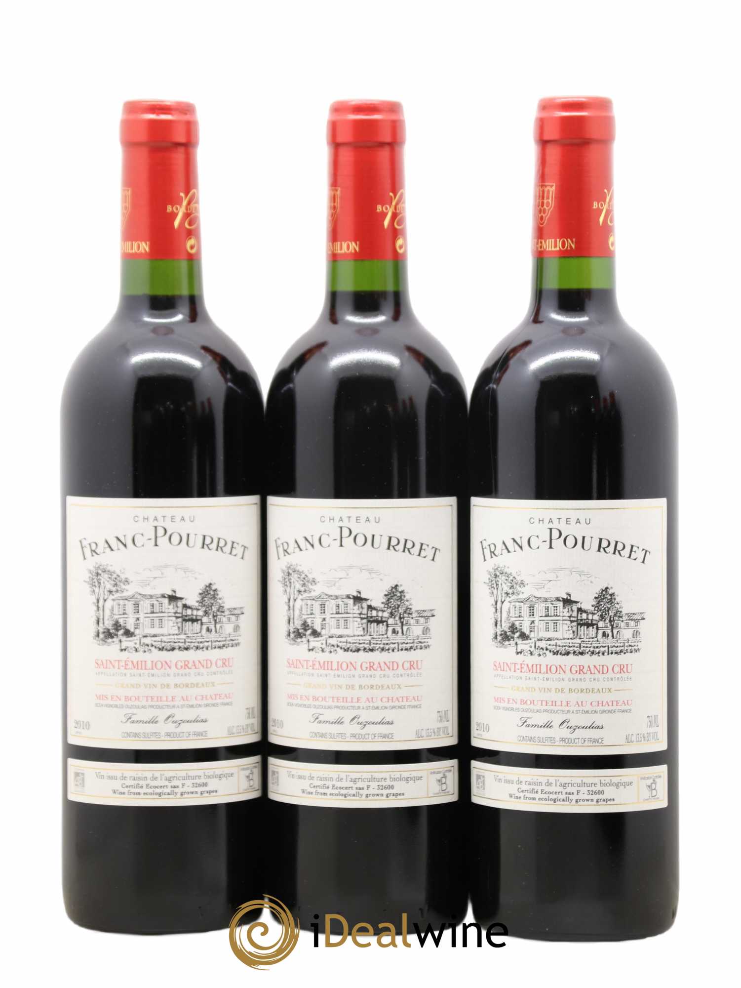 Saint-Émilion Grand Cru Chateau Franc Pourret 2010 - Posten von 3 Flaschen - 0