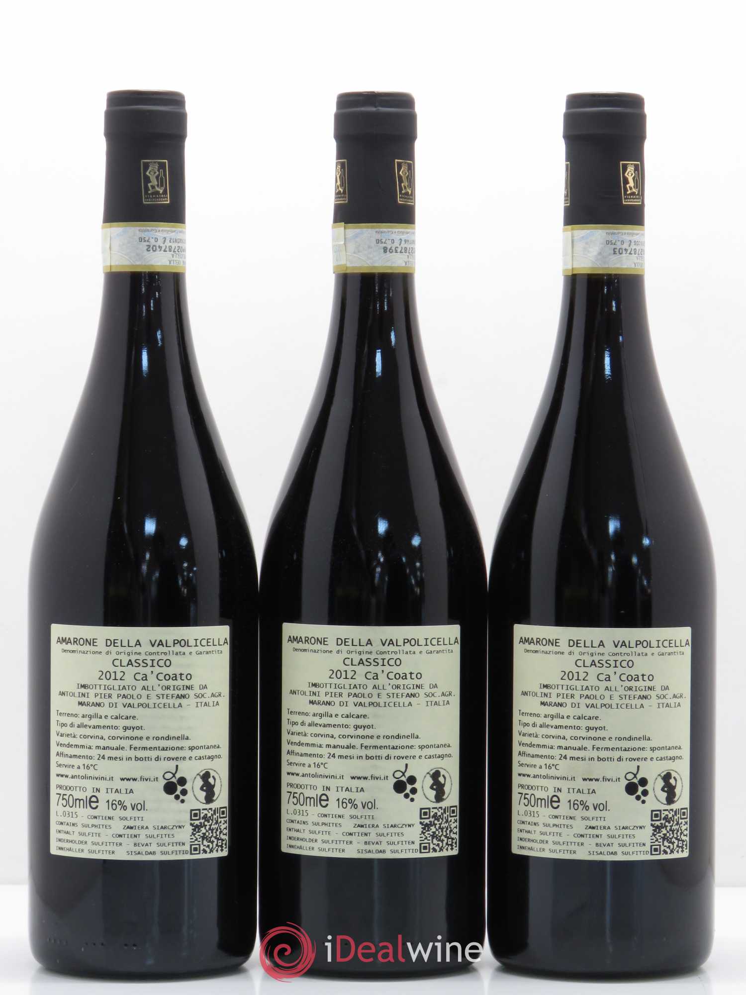 Amarone della Valpolicella DOC Classico Antolini Ca Coato 2012 - Lot de 12 bouteilles - 6