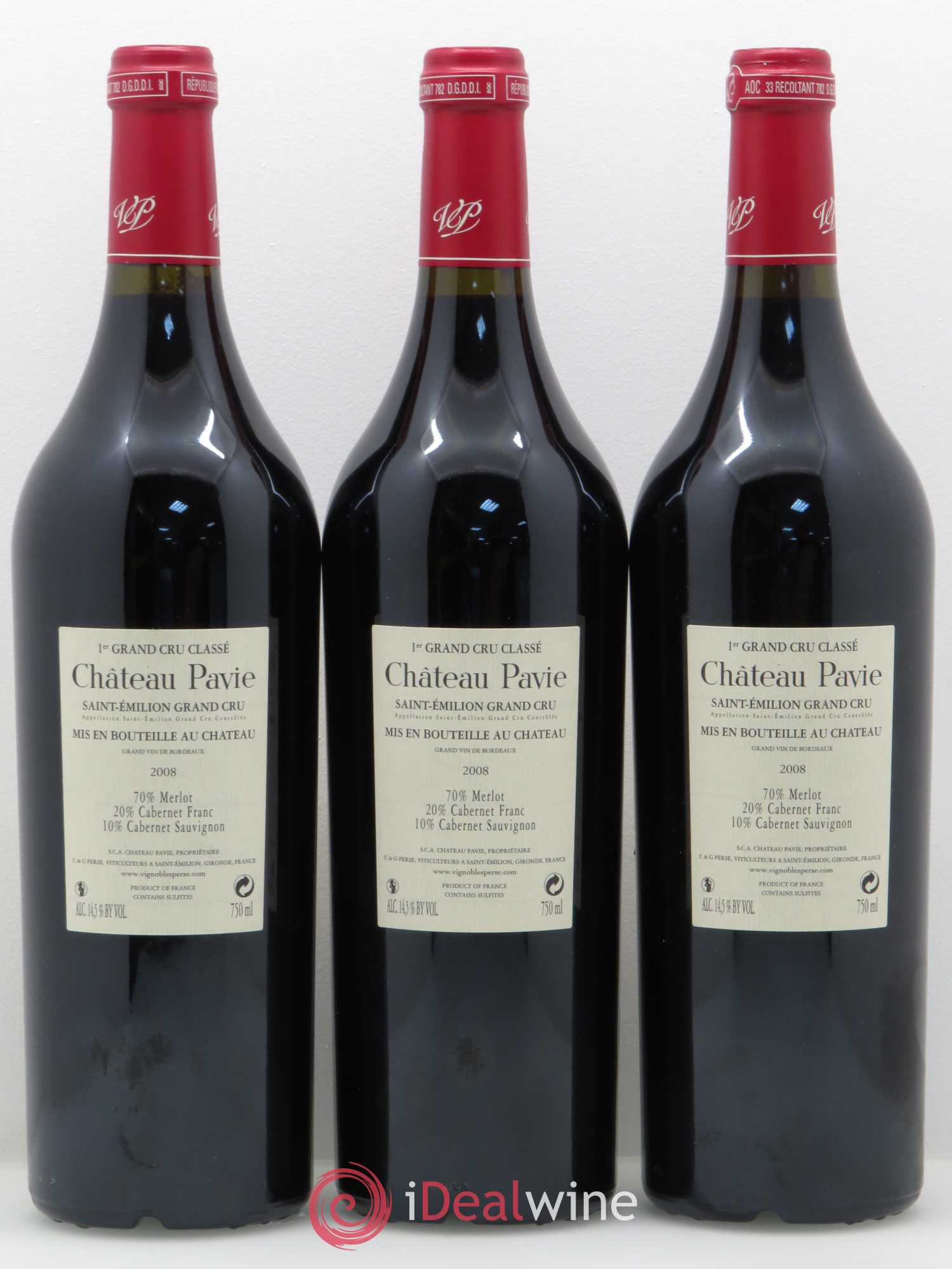 Château Pavie 1er Grand Cru Classé A 2008 - Lot de 3 bouteilles - 1