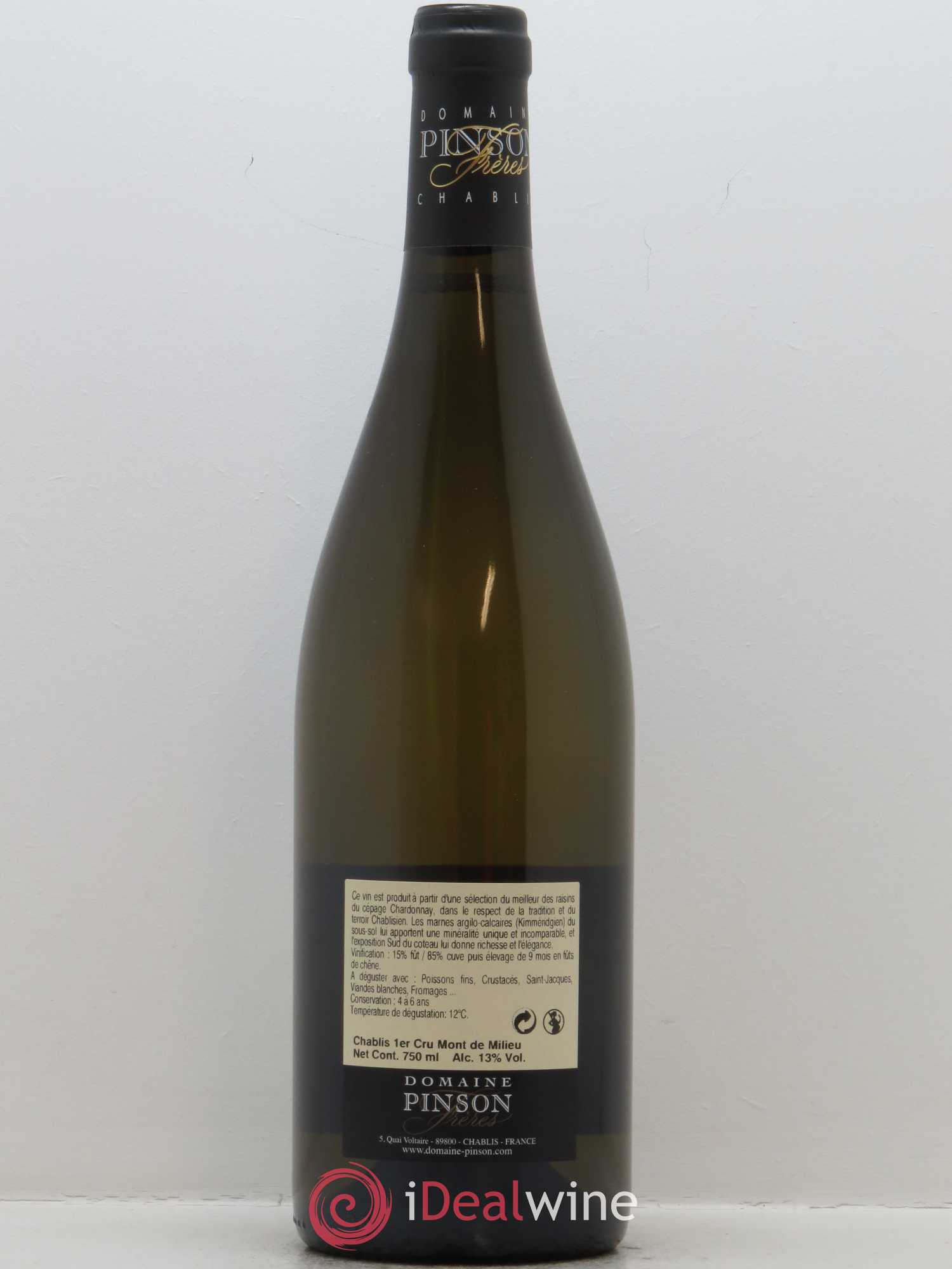 Chablis 1er Cru Mont de Milieu Pinson Frères (Domaine) 2017 - Lot de 1 bouteille - 1