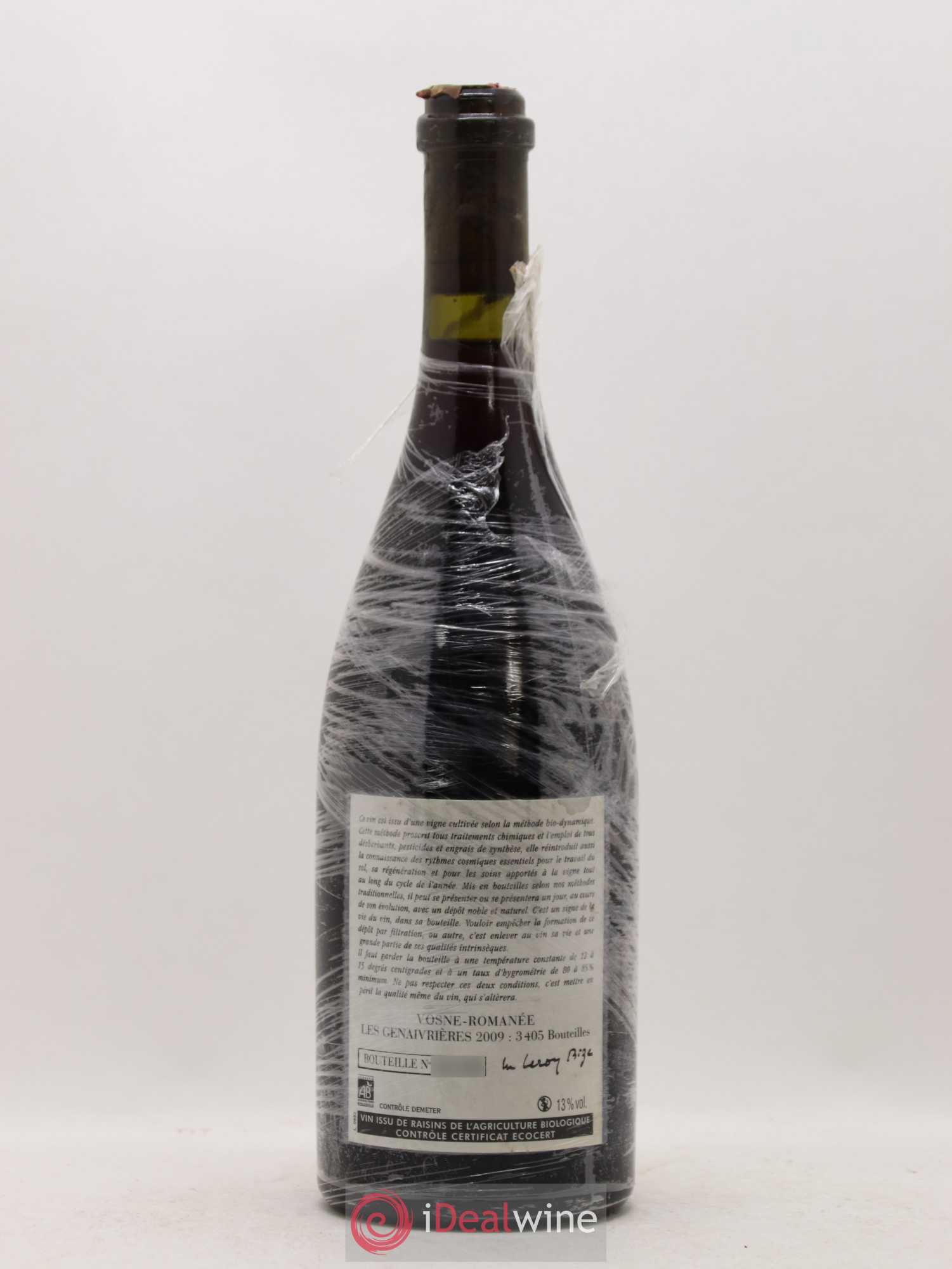Vosne-Romanée Les Genaivrières Leroy (Domaine) 2009 - Lot de 1 bouteille - 1