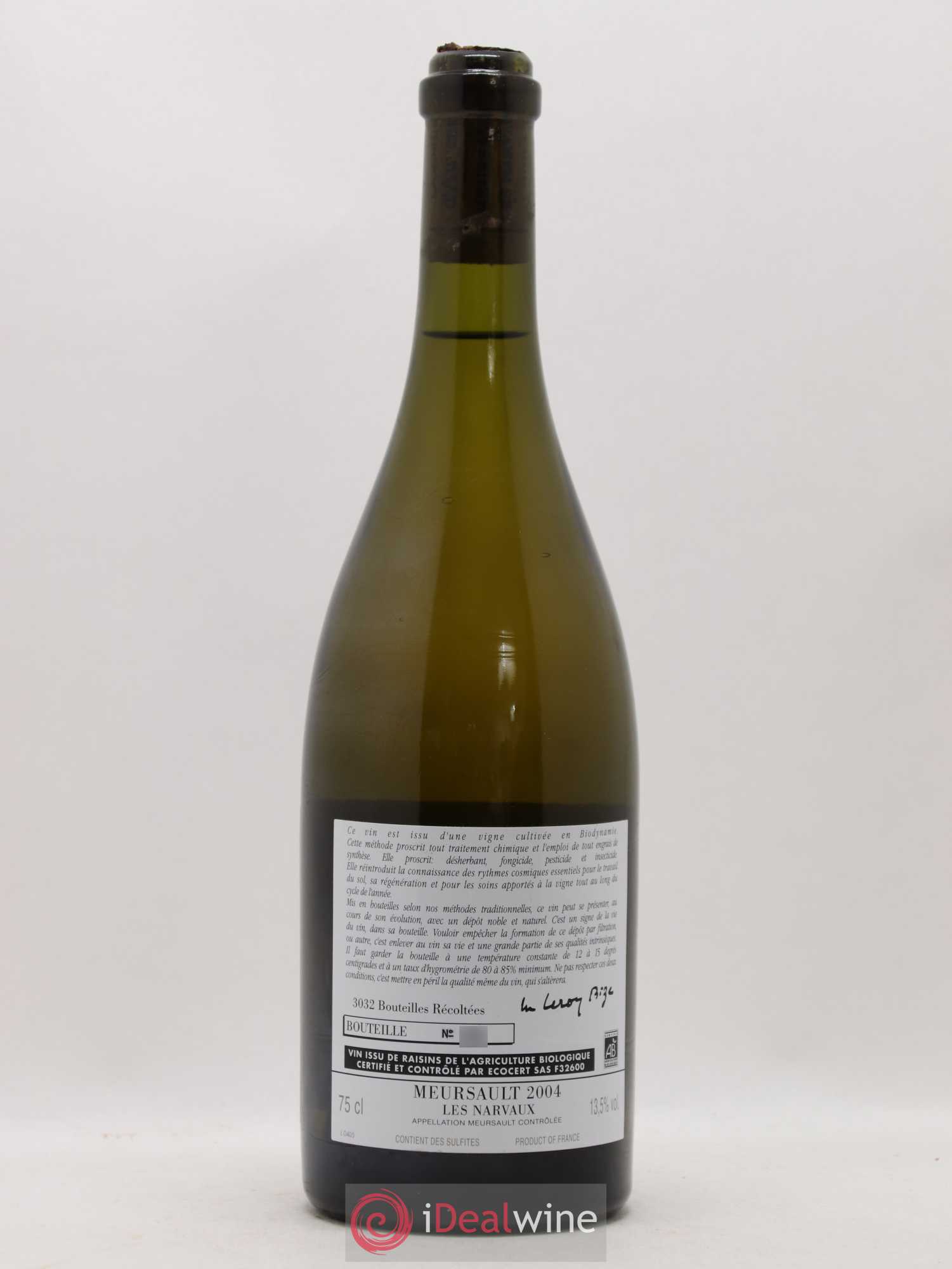 Meursault Les Narvaux d'Auvenay (Domaine) 2004 - Lot de 1 bouteille - 1