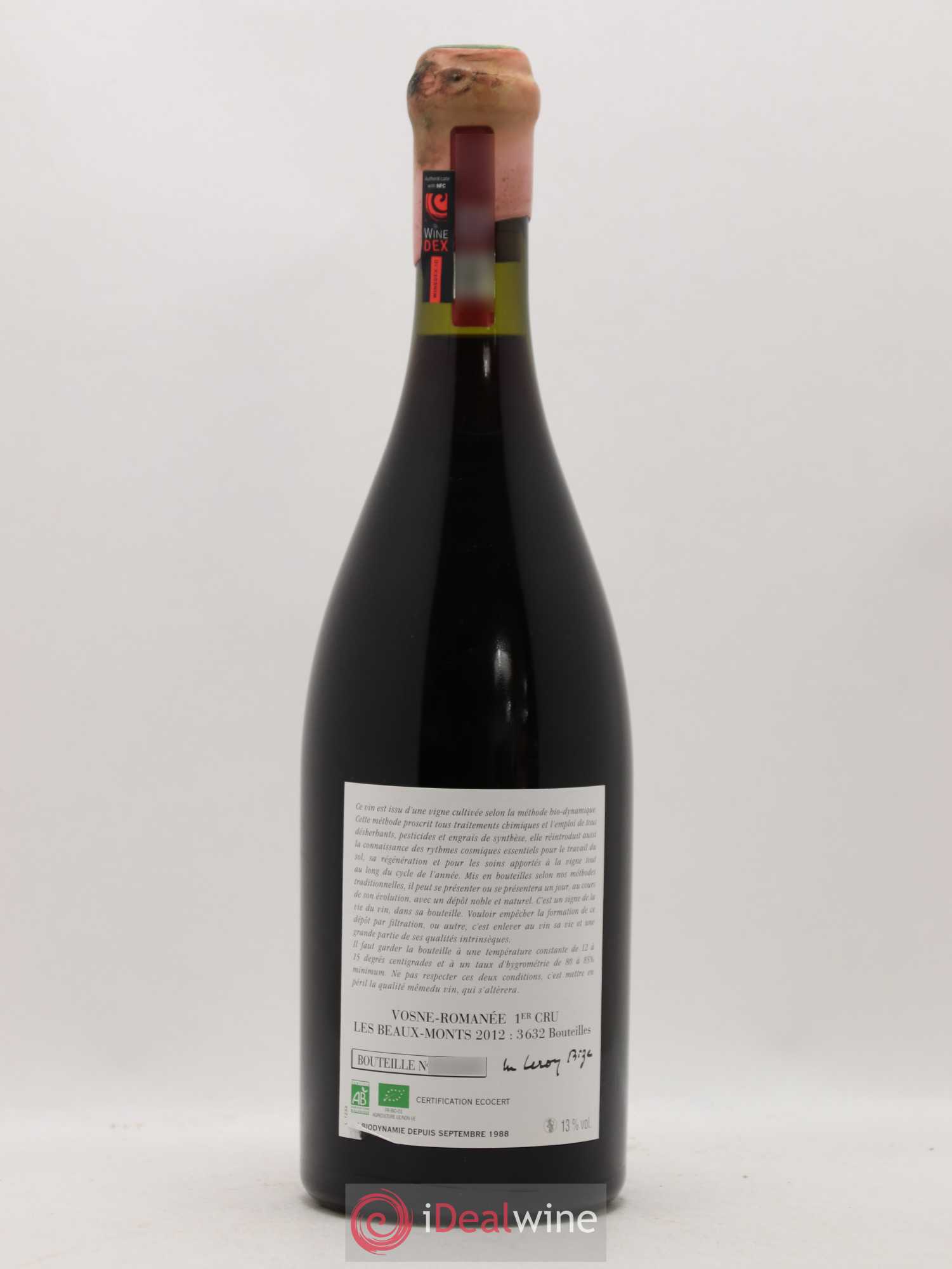 Vosne-Romanée 1er Cru Les Beaux-Monts Leroy (Domaine) 2012 - Lot de 1 bouteille - 1