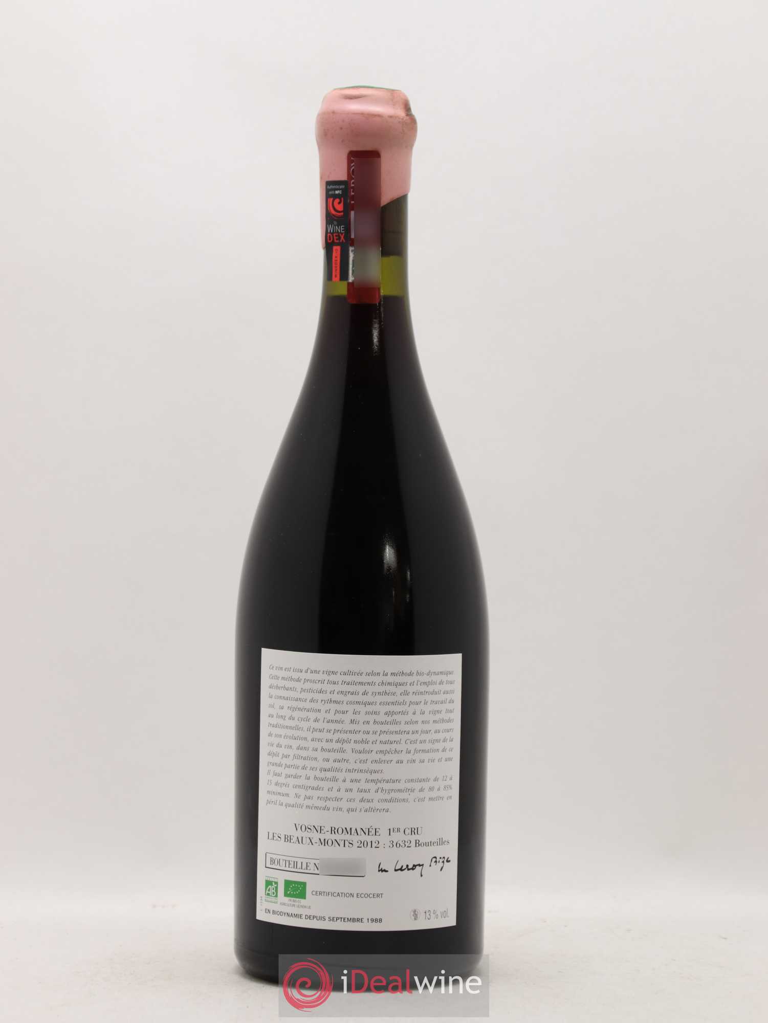 Vosne-Romanée 1er Cru Les Beaux-Monts Leroy (Domaine) 2012 - Lot de 1 bouteille - 1