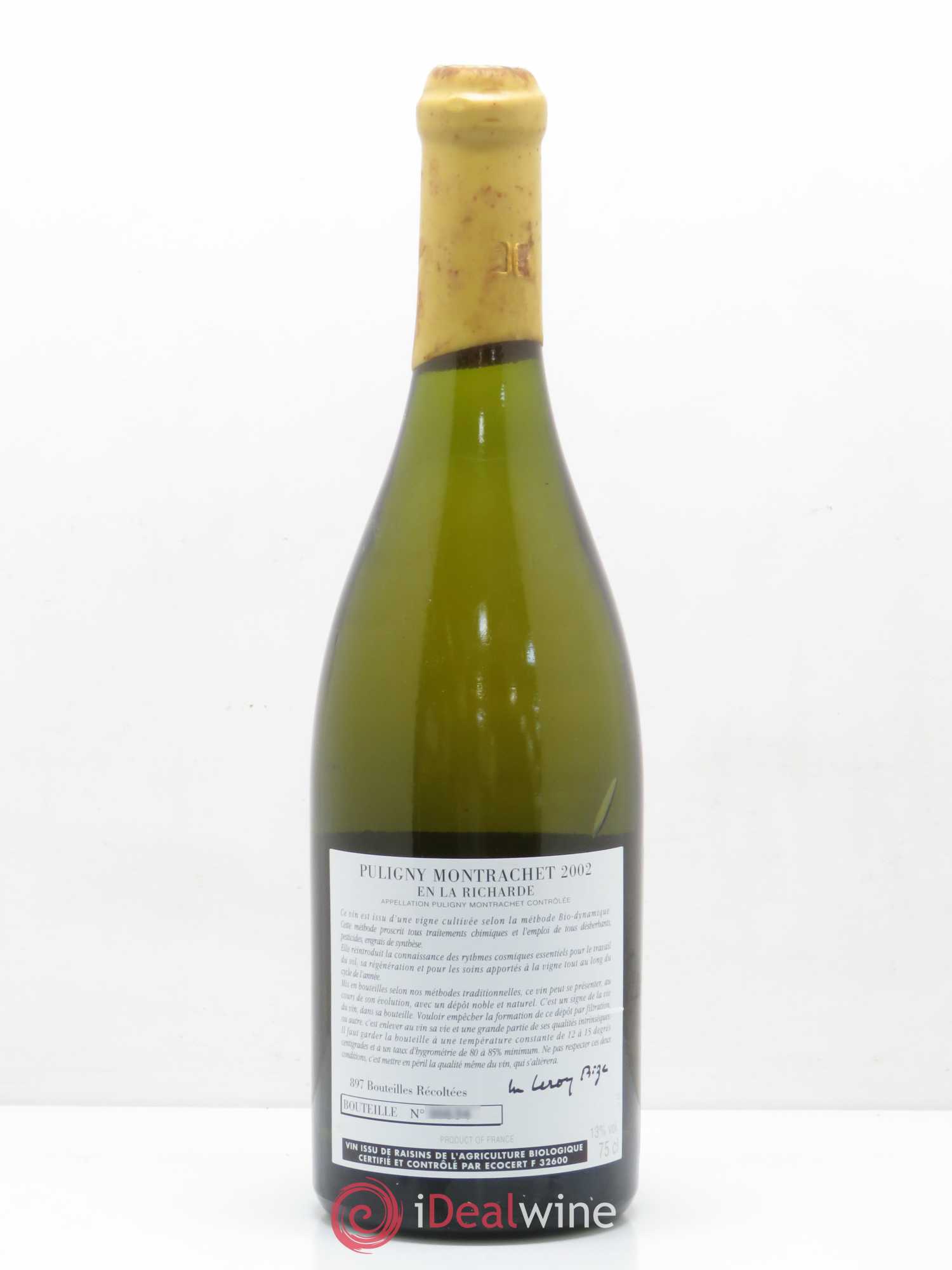 Puligny-Montrachet En La Richarde d'Auvenay (Domaine) 2002 - Lot de 1 bouteille - 1