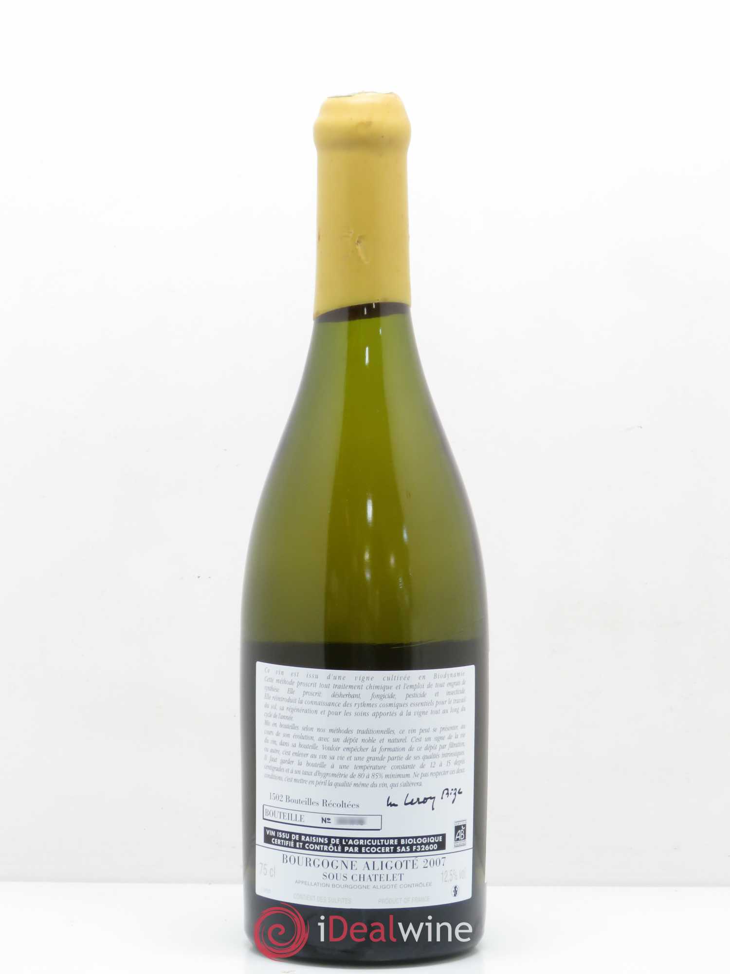 Bourgogne Aligoté Sous Le Chatelet Domaine d'Auvenay 2007 - Posten von 1 Flasche - 1