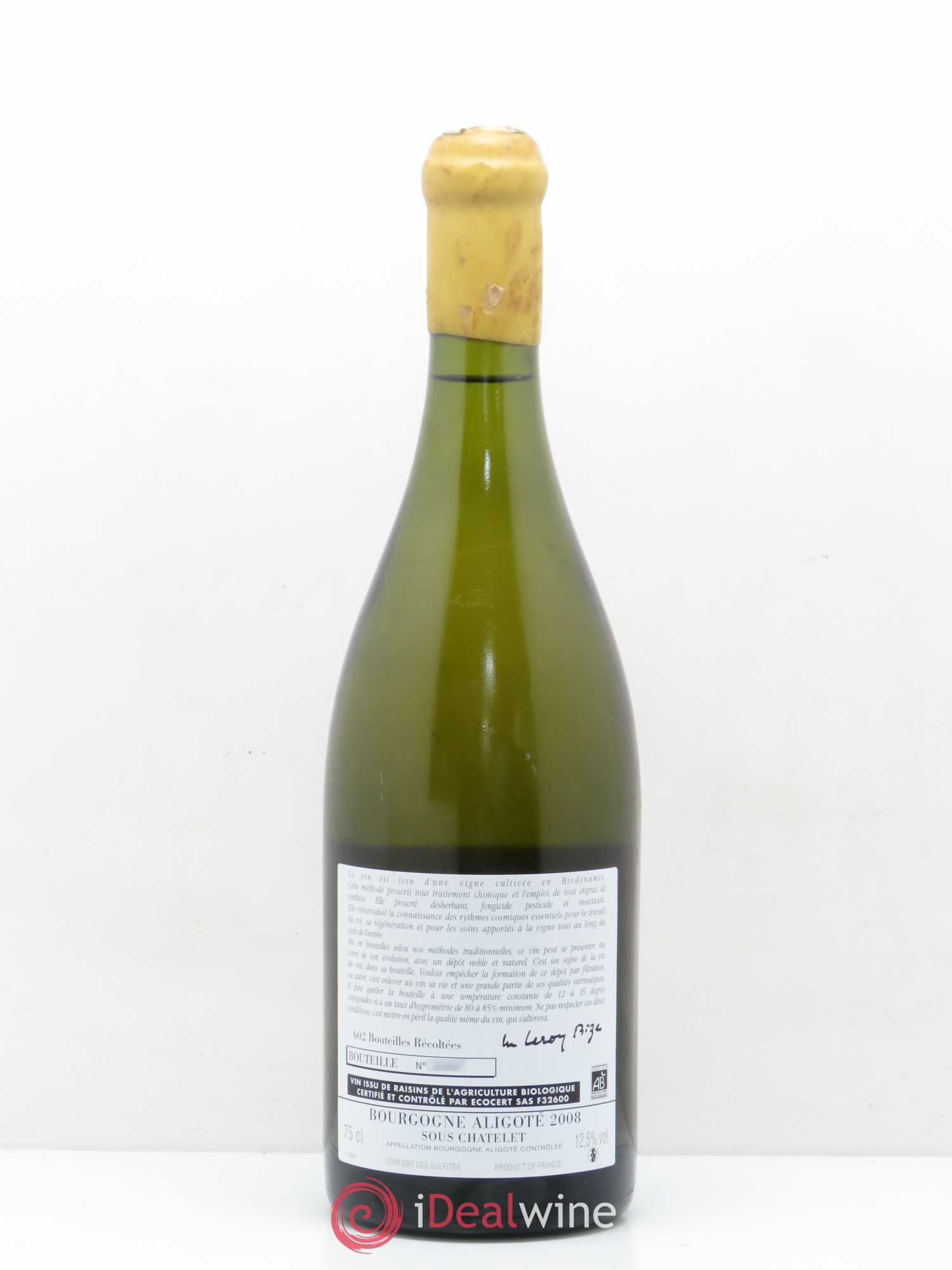 Bourgogne Aligoté Sous Le Chatelet Domaine d'Auvenay 2008 - Posten von 1 Flasche - 1