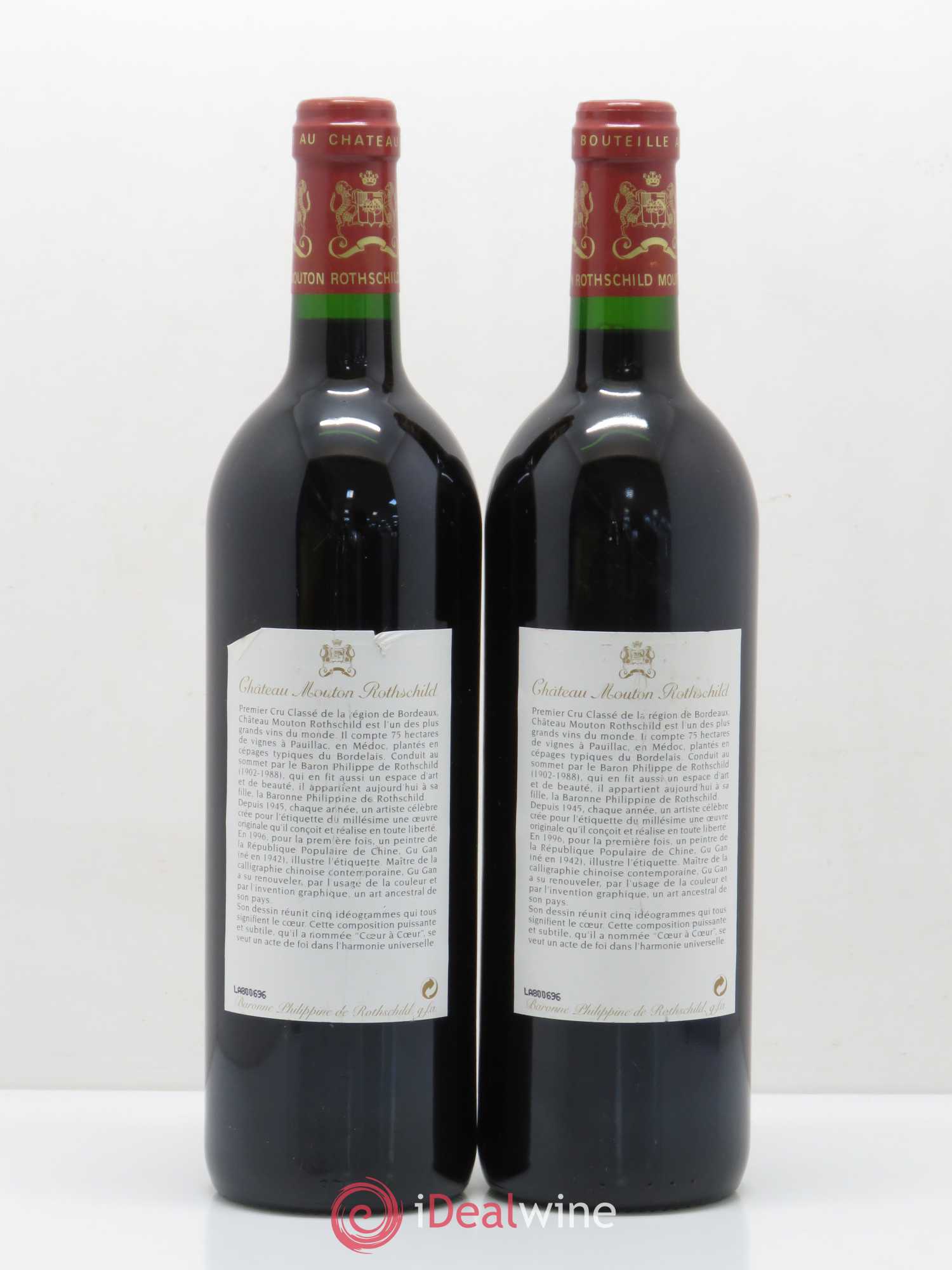 Château Mouton Rothschild 1er Grand Cru Classé 1996 - Lot de 2 bouteilles - 1