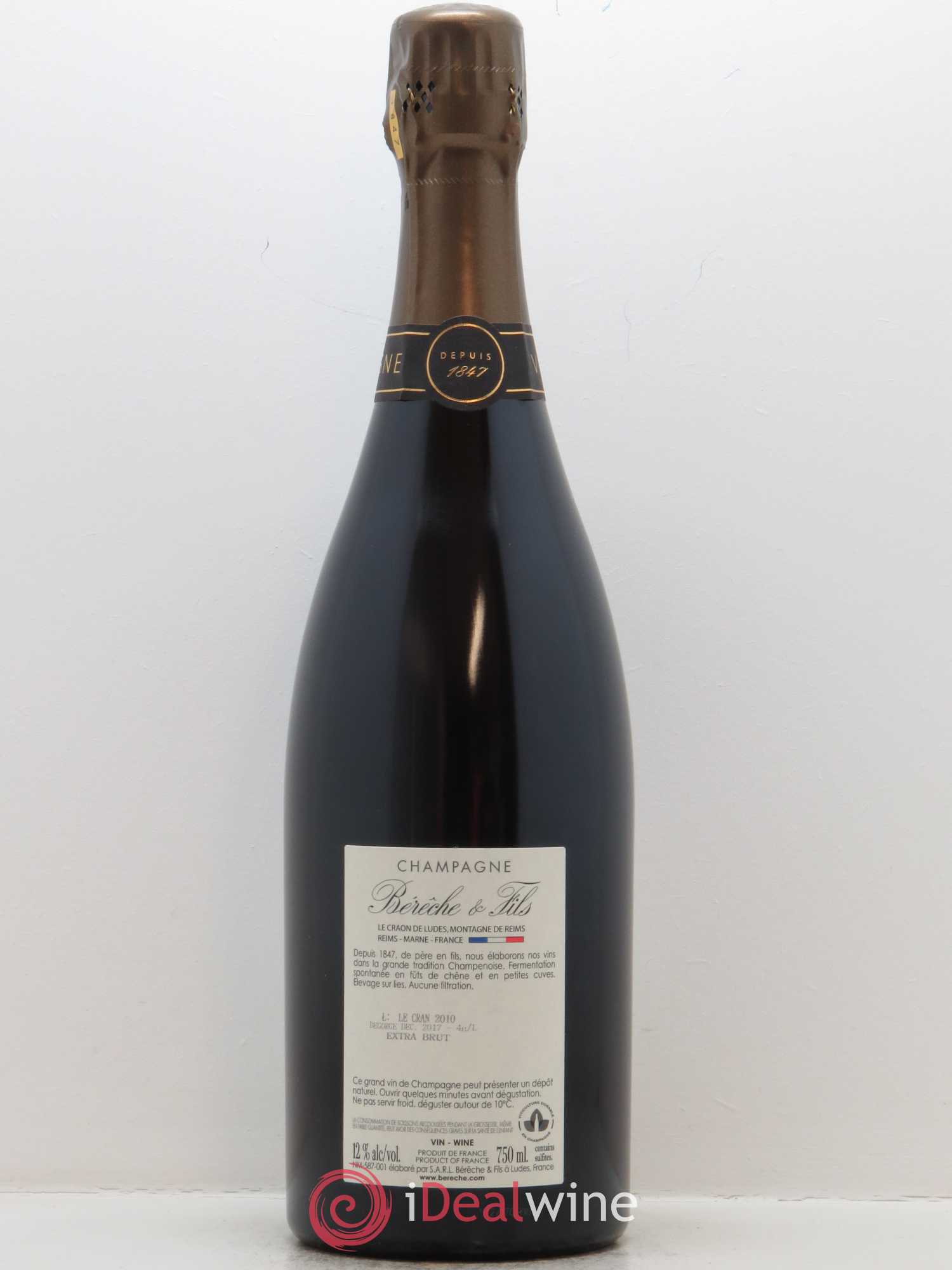 Ludes 1er Cru Le Cran Extra-Brut Bérêche et Fils 2010 - Lot de 1 bouteille - 1
