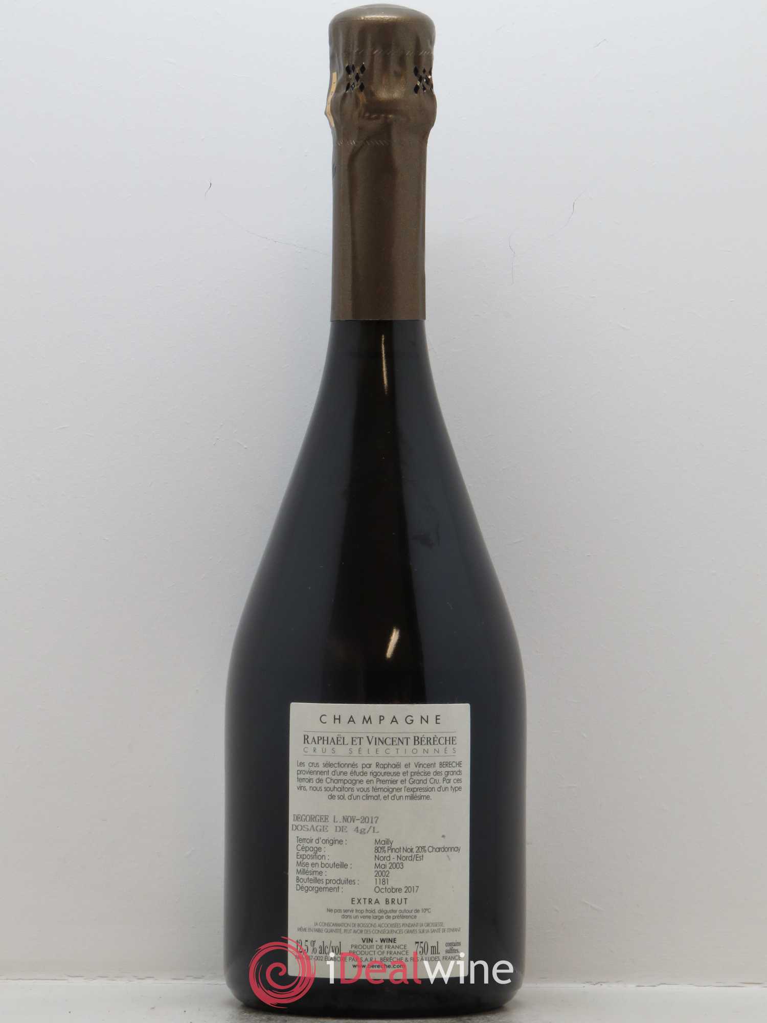 Montagne Grand Cru (Terroir de Mailly) Extra-Brut Bérêche et Fils 2002 - Lot de 1 bouteille - 1