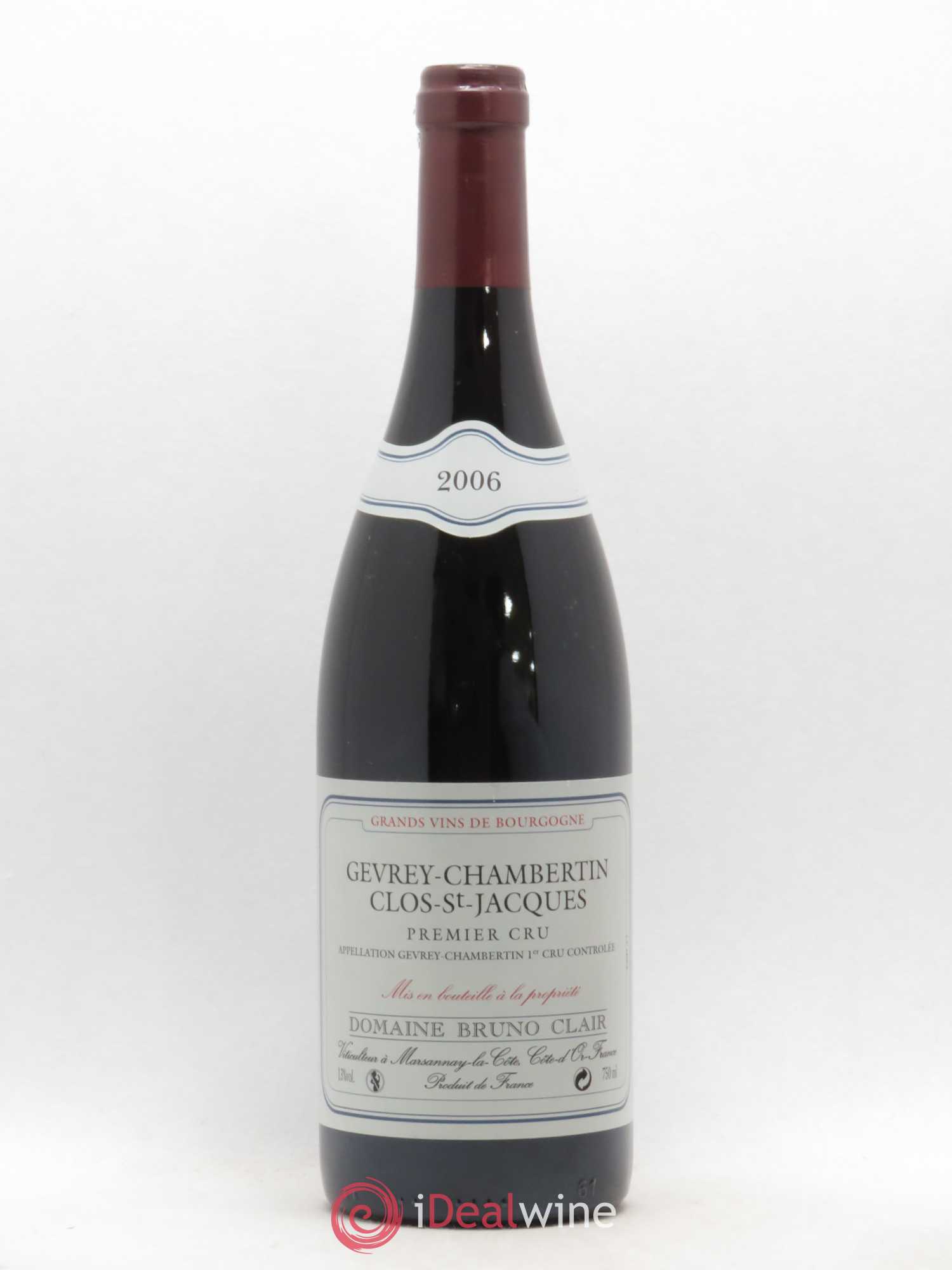 Gevrey-Chambertin 1er Cru Clos Saint-Jacques Bruno Clair (Domaine) 2006 - Lot de 1 bouteille - 0