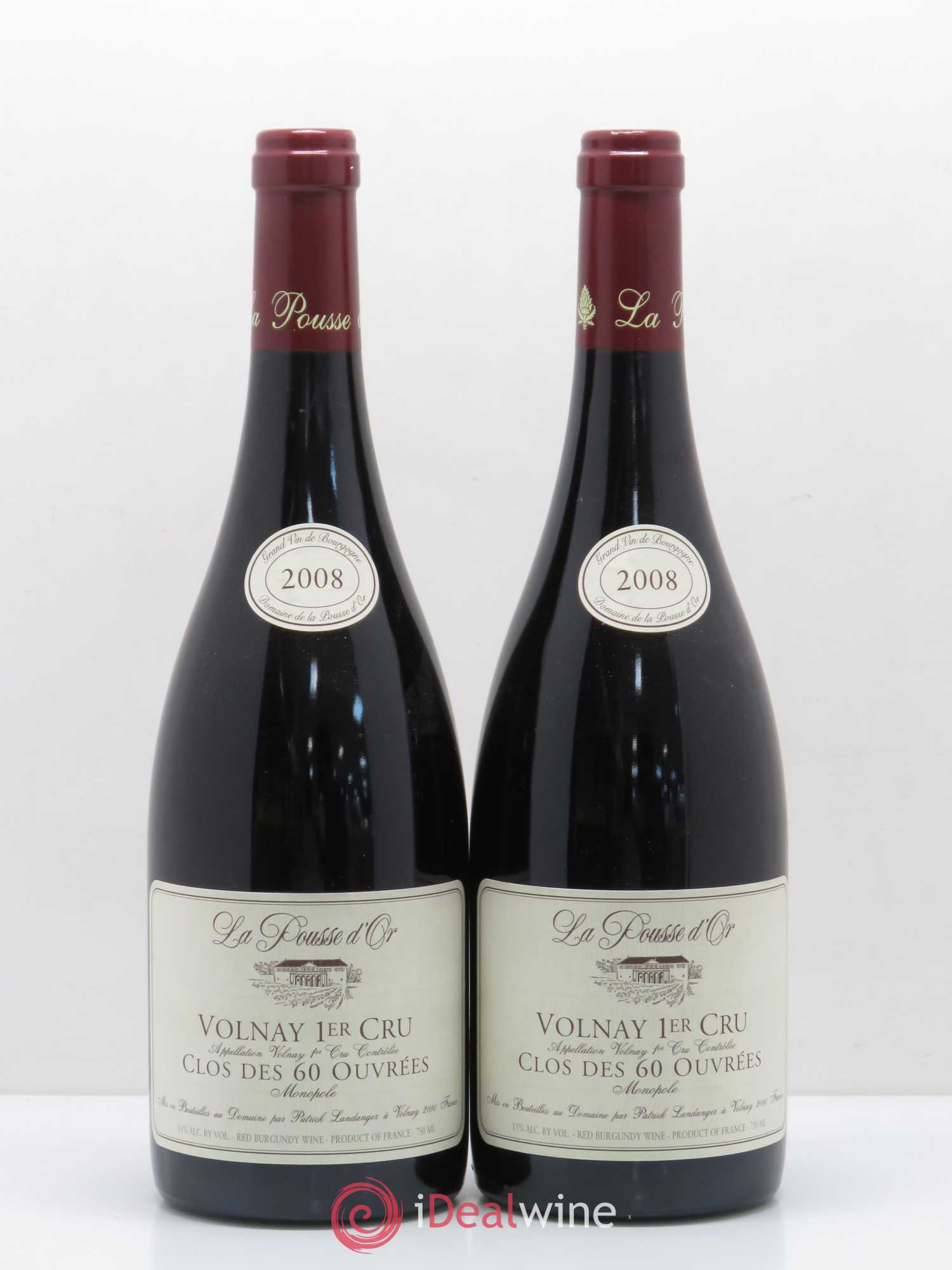 Volnay 1er Cru Clos des 60 ouvrées La Pousse d'Or (Domaine de) 2008 - Lot de 2 bouteilles - 0