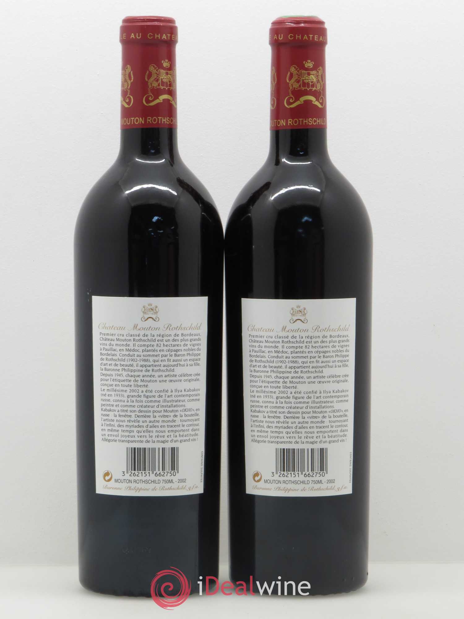 Château Mouton Rothschild 1er Grand Cru Classé 2002 - Lot de 2 bouteilles - 1