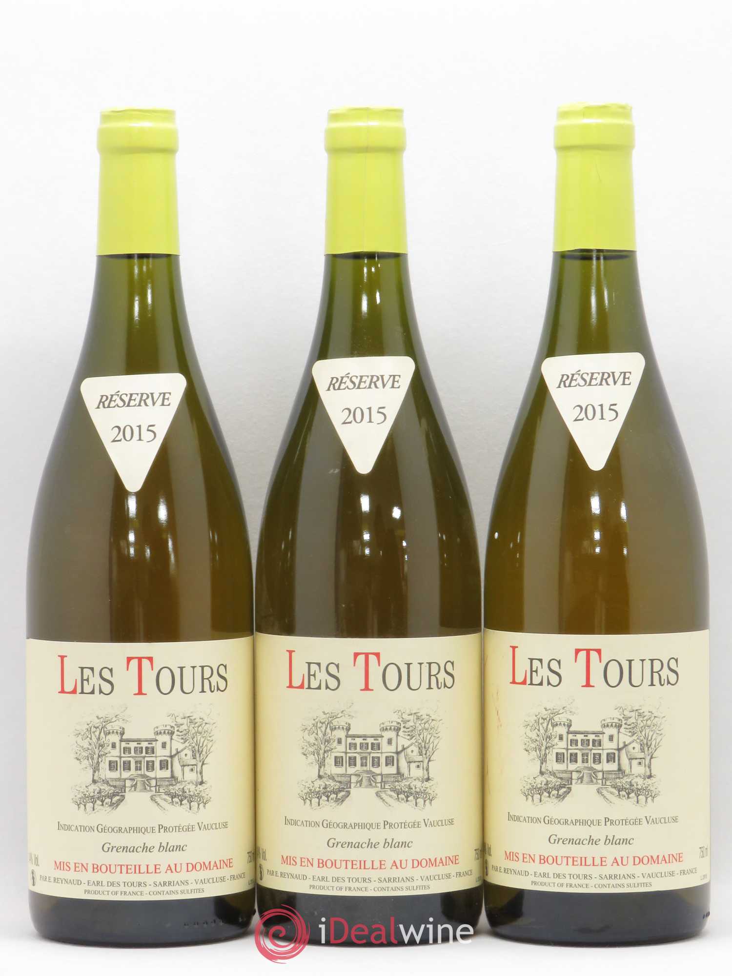 Vaucluse (Vin de Pays de Vaucluse) Les Tours Grenache Blanc Emmanuel Reynaud 2015 - Lot de 3 bouteilles - 0