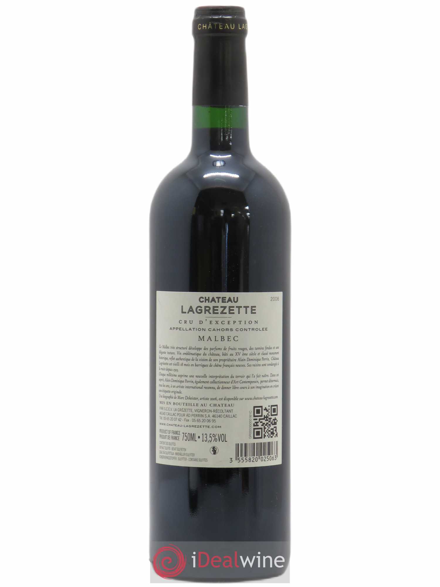 Cahors Château Lagrezette Alain Dominique Perrin cru d'exception 2006 - Lot of 1 bottle - 1