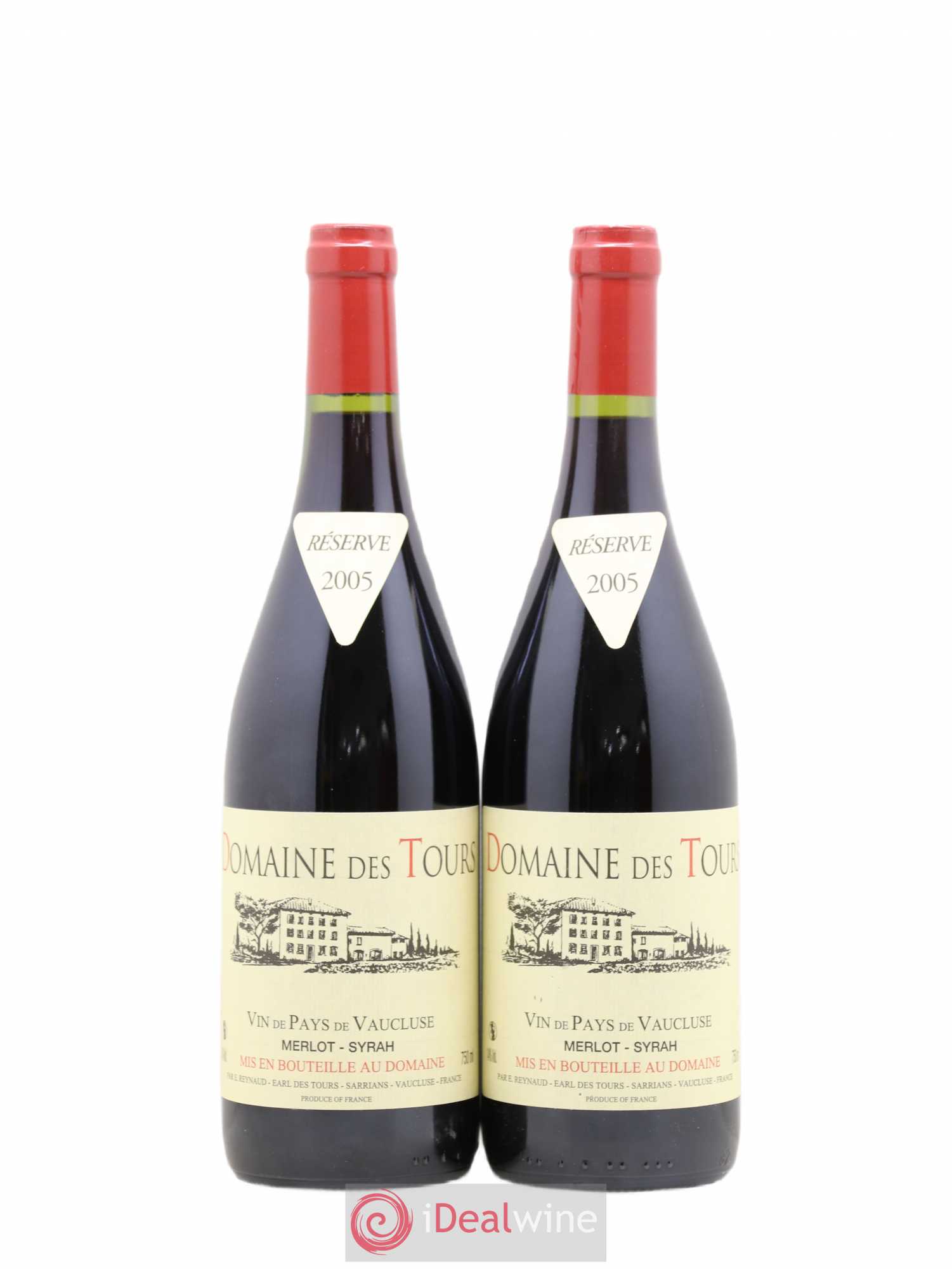 Vaucluse Domaine des Tours Merlot-Syrah Emmanuel Reynaud 2005 - Lot de 2 bouteilles - 0
