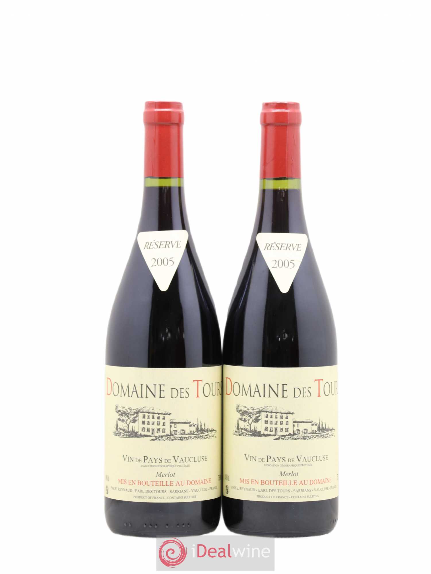 Vaucluse Domaine des Tours Merlot Emmanuel Reynaud 2005 - Lot de 2 bouteilles - 0