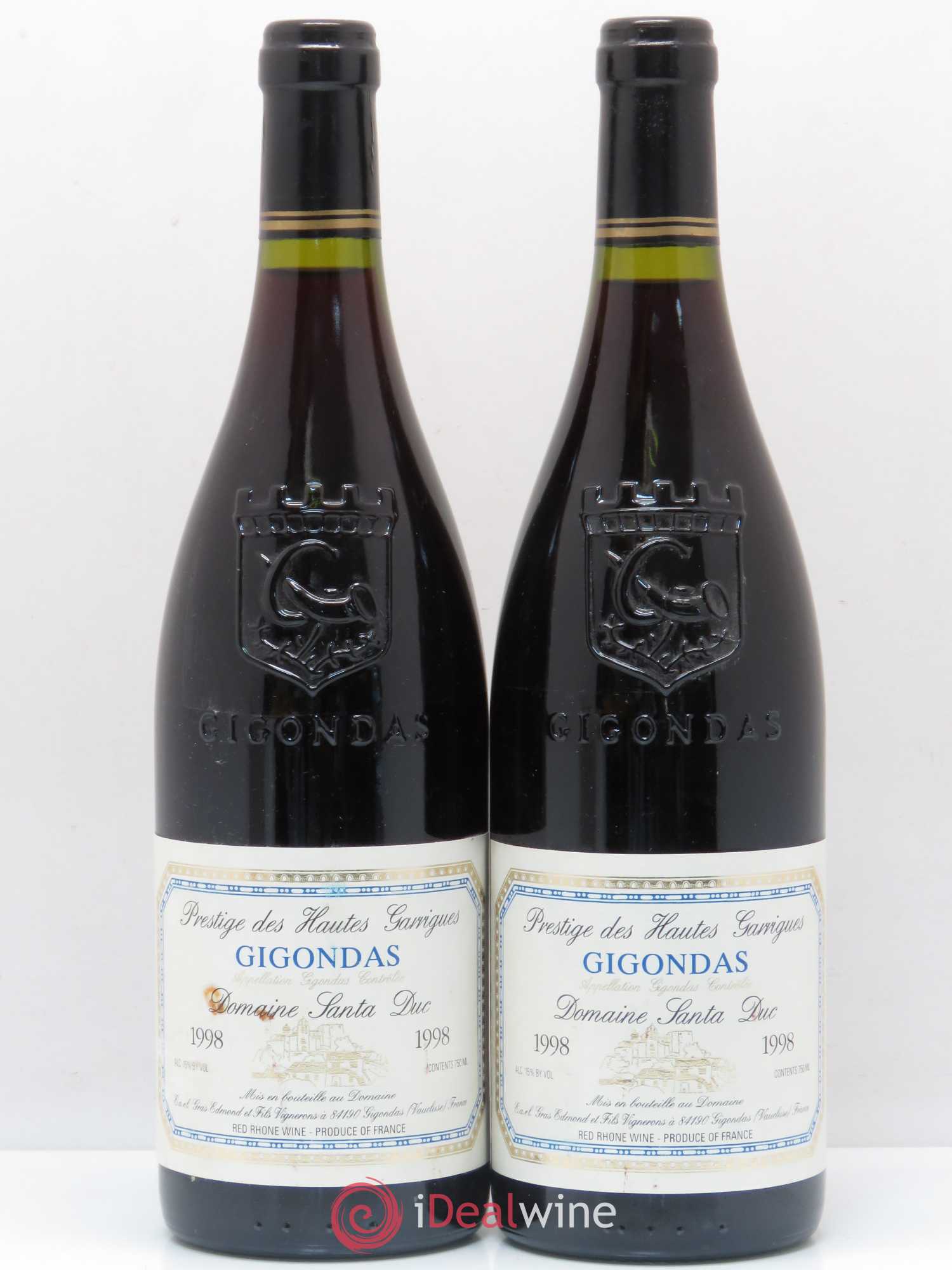 Gigondas Santa Duc (Domaine) Hautes Garrigues Famille Gras 1998 - Lot de 2 bouteilles - 0