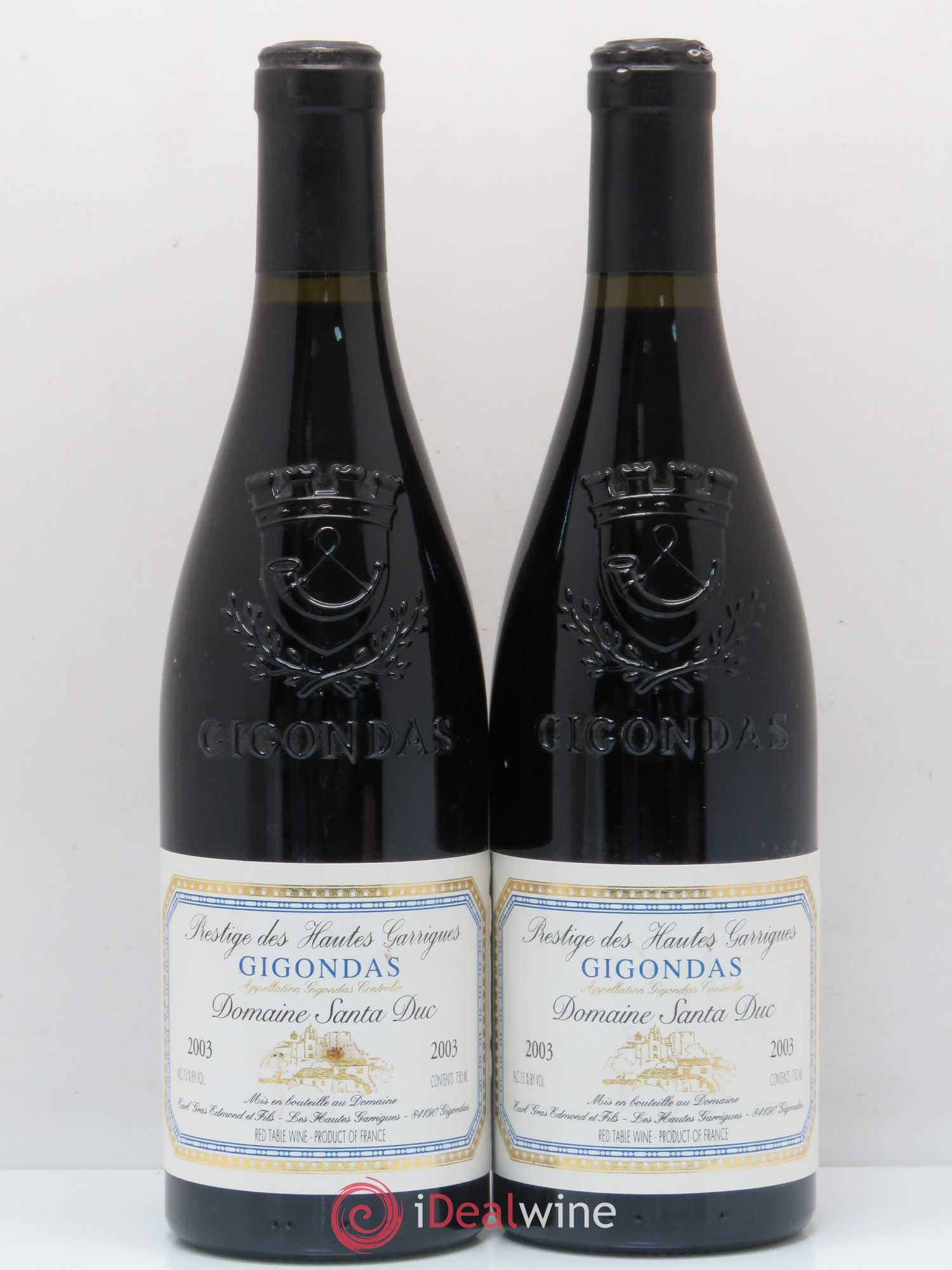 Gigondas Santa Duc (Domaine) Hautes Garrigues Famille Gras 2003 - Lot de 2 bouteilles - 0