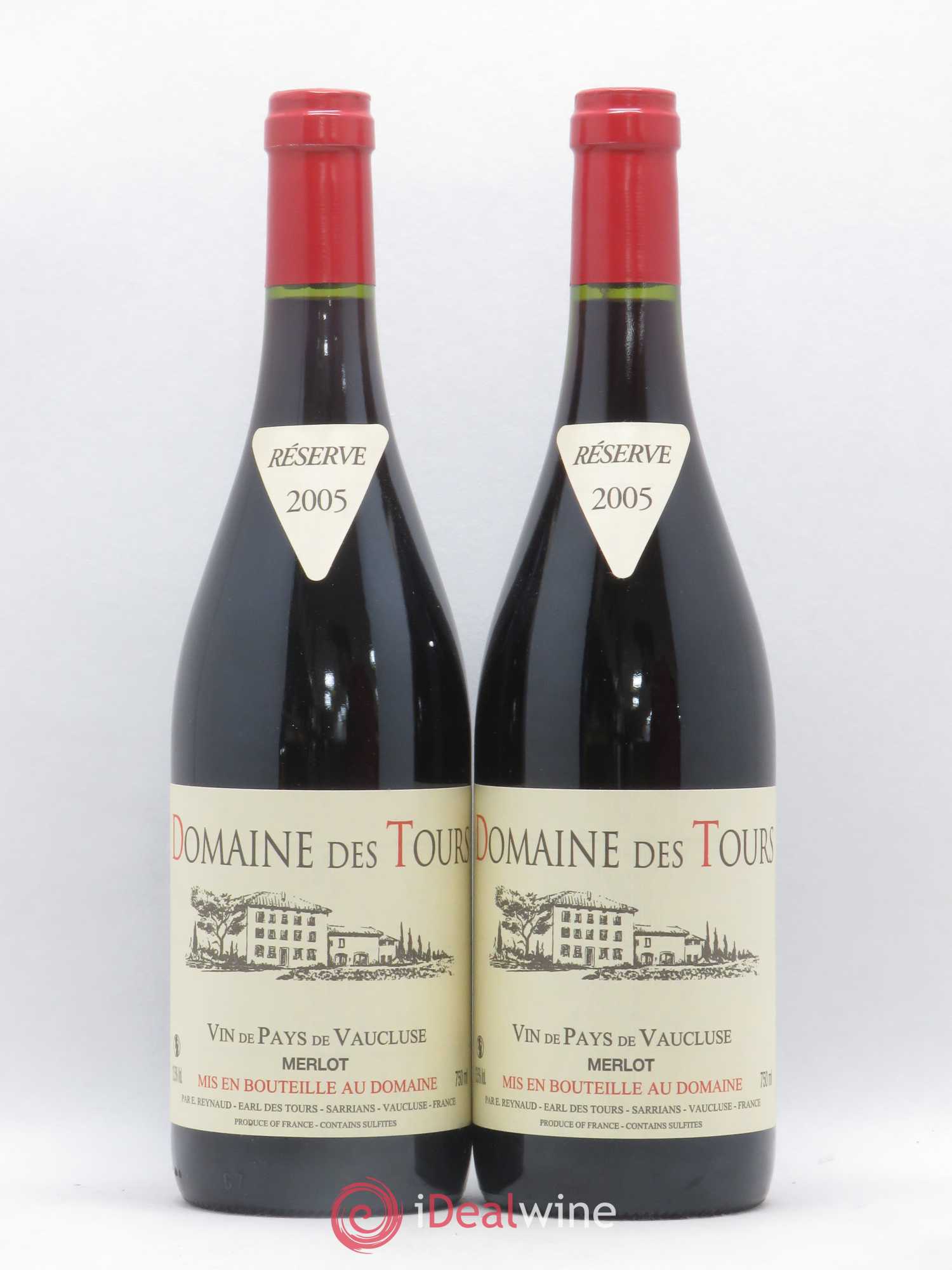 Vaucluse Domaine des Tours Merlot Emmanuel Reynaud 2005 - Lot de 2 bouteilles - 0