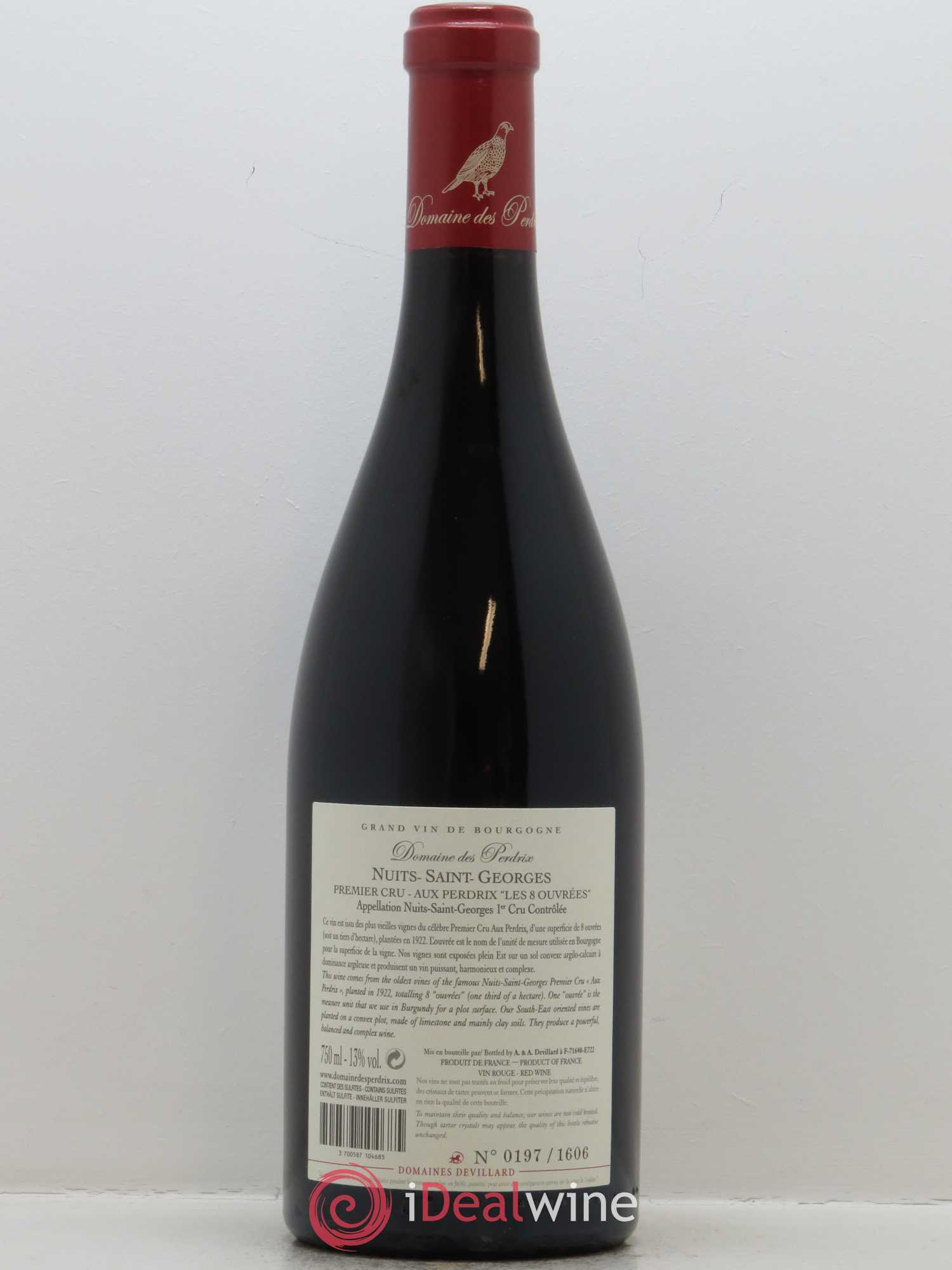 Nuits-Saint-Georges 1er Cru Aux Perdrix Les 8 Ouvrées Perdrix (Domaine des) 2016 - Lot de 1 bouteille - 1