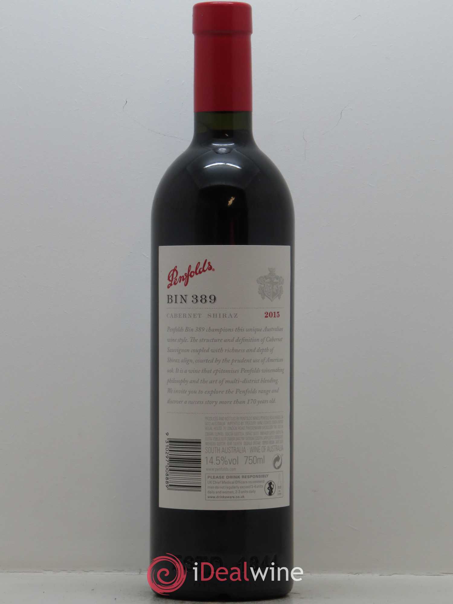 South Australia Penfolds Wines Bin 389 Cabernet Shiraz 2015 - Lot de 1 bouteille - 1