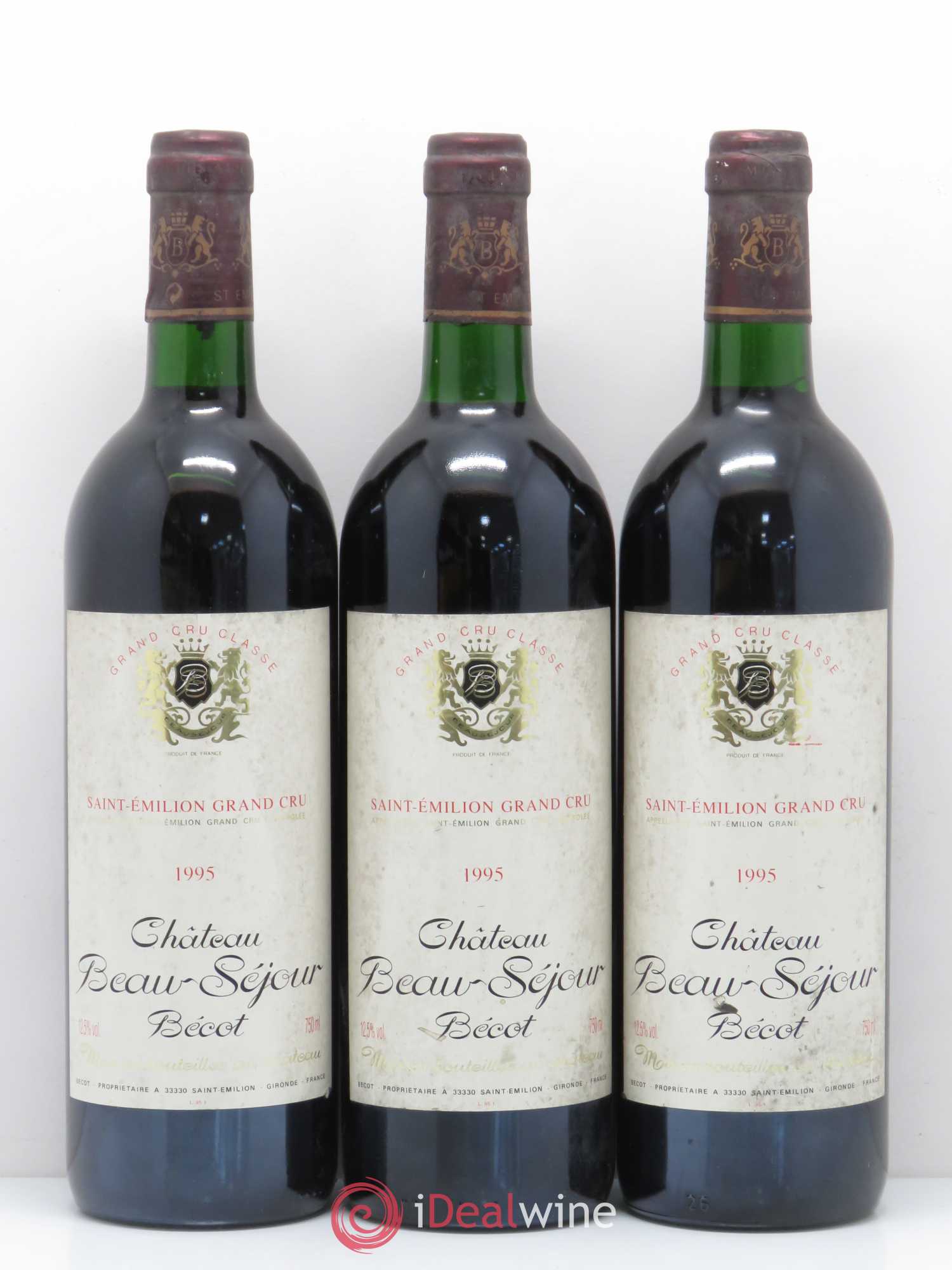 Château Beau-Séjour Bécot 1er Grand Cru Classé B 1995 - Lot de 3 bouteilles - 0