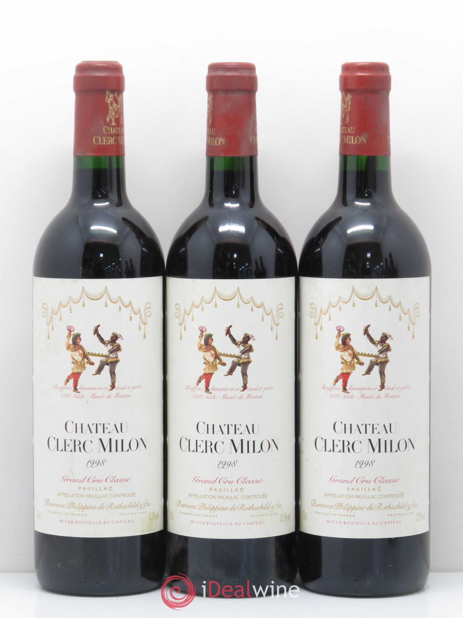 Château Clerc Milon 5ème Grand Cru Classé 1998 - Lot de 5 bouteilles - 1