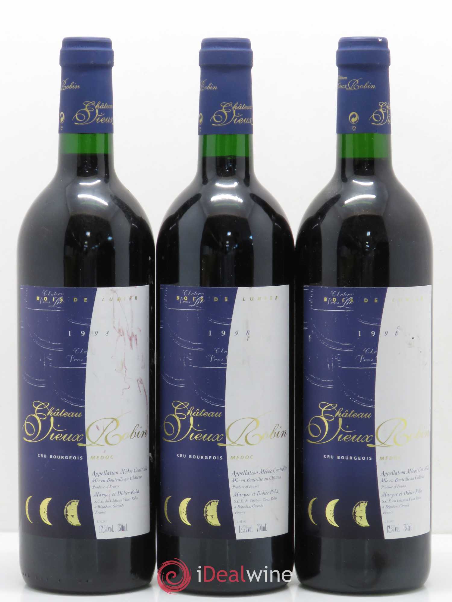 Château Vieux Robin Cru Bourgeois 1998 - Lot de 3 bouteilles - 0