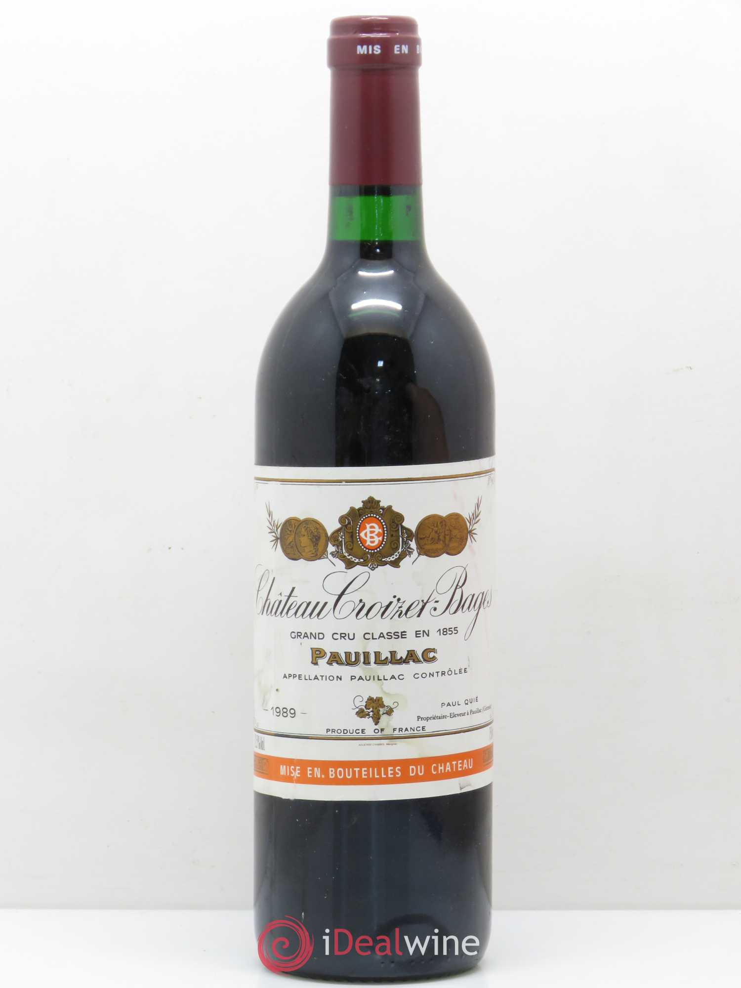 Château Croizet Bages 5ème Grand Cru Classé 1989 - Lot de 1 bouteille - 0