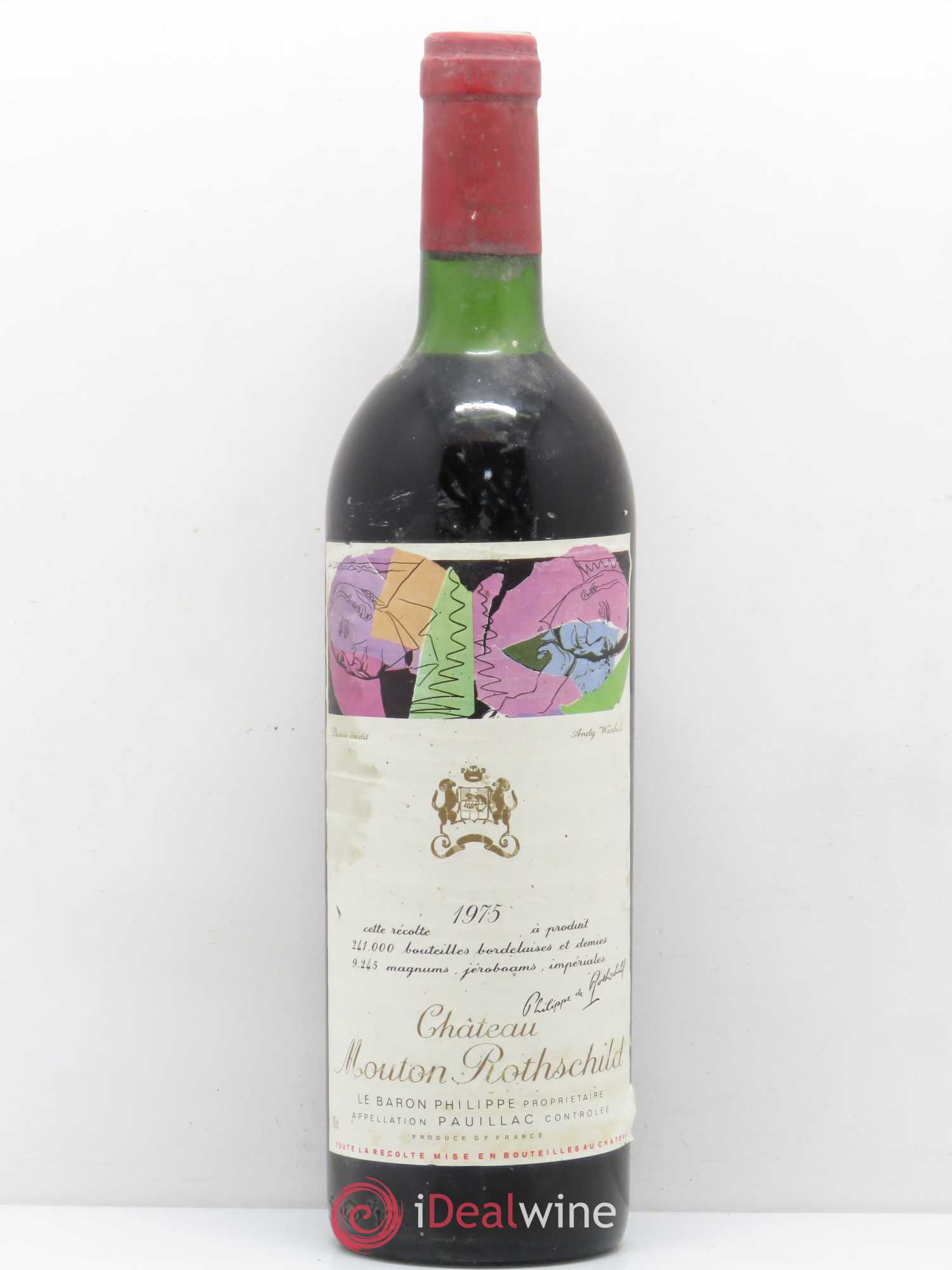 Château Mouton Rothschild 1er Grand Cru Classé 1975 - Lot de 1 bouteille - 0