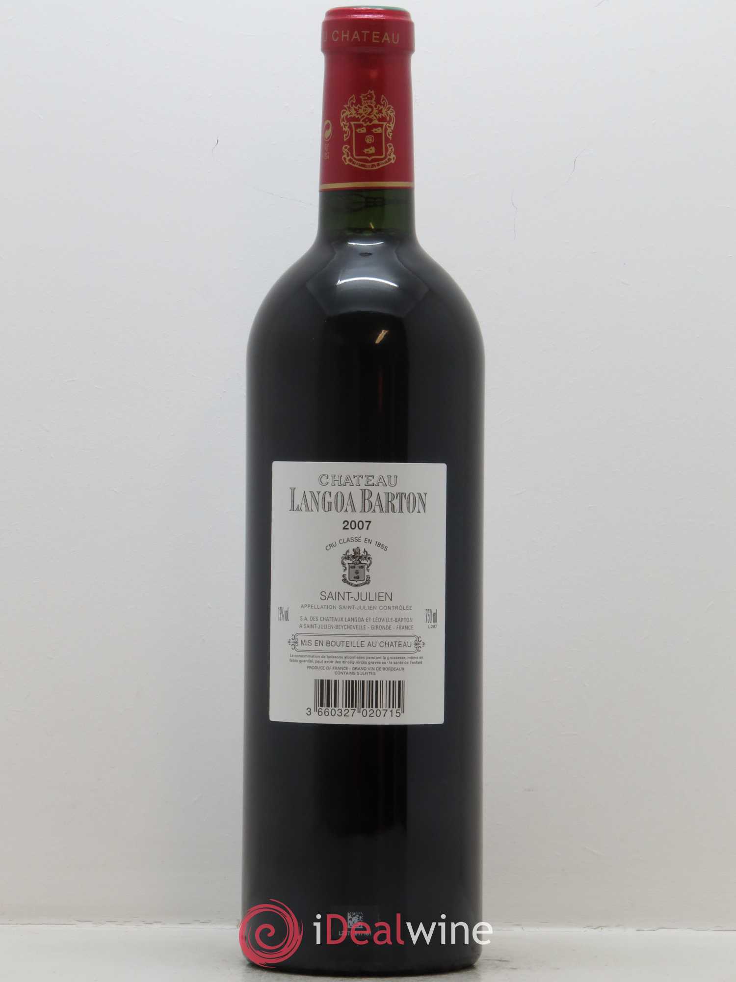 Château Langoa Barton 3ème Grand Cru Classé 2007 - Lot de 1 bouteille - 1