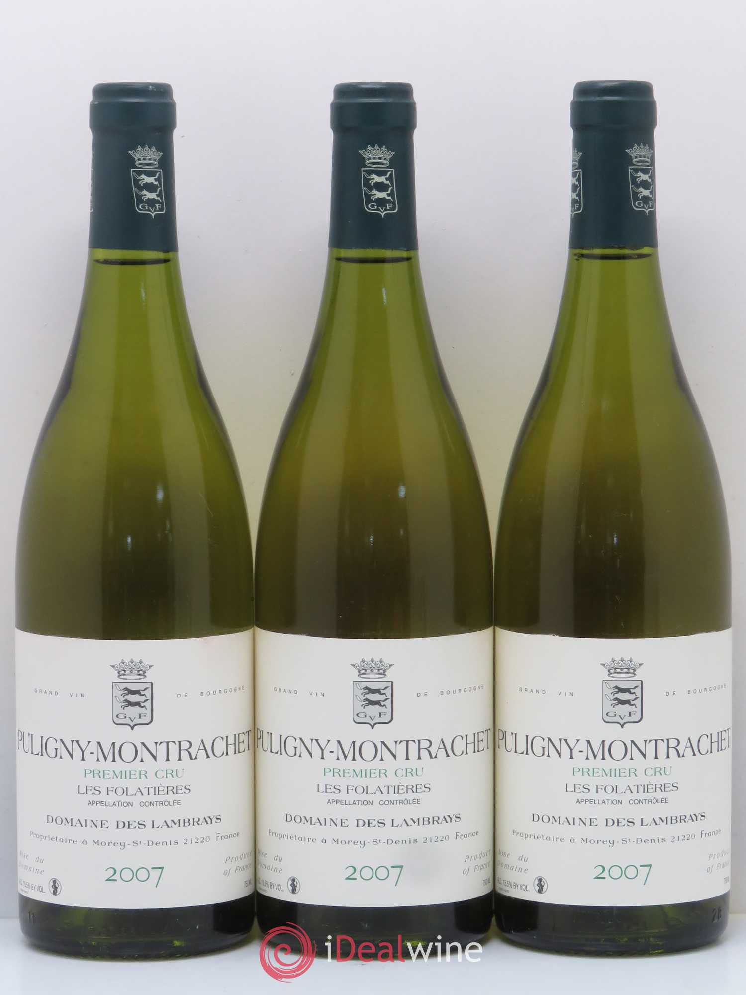 Puligny-Montrachet 1er Cru Les Folatières Domaine des Lambrays 2007 - Lot de 3 bouteilles - 0