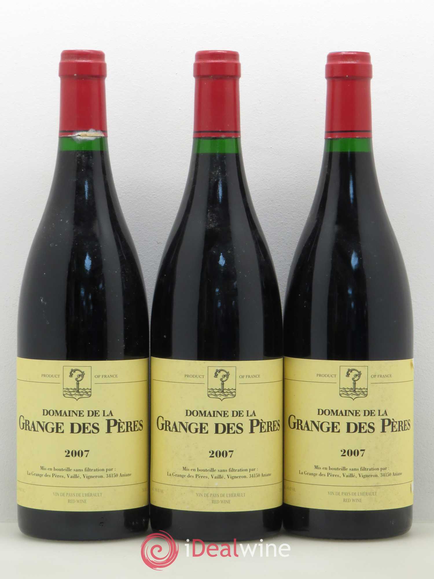 Pays d'Hérault Grange des Pères Laurent Vaillé 2007 - Lot de 3 bouteilles - 0