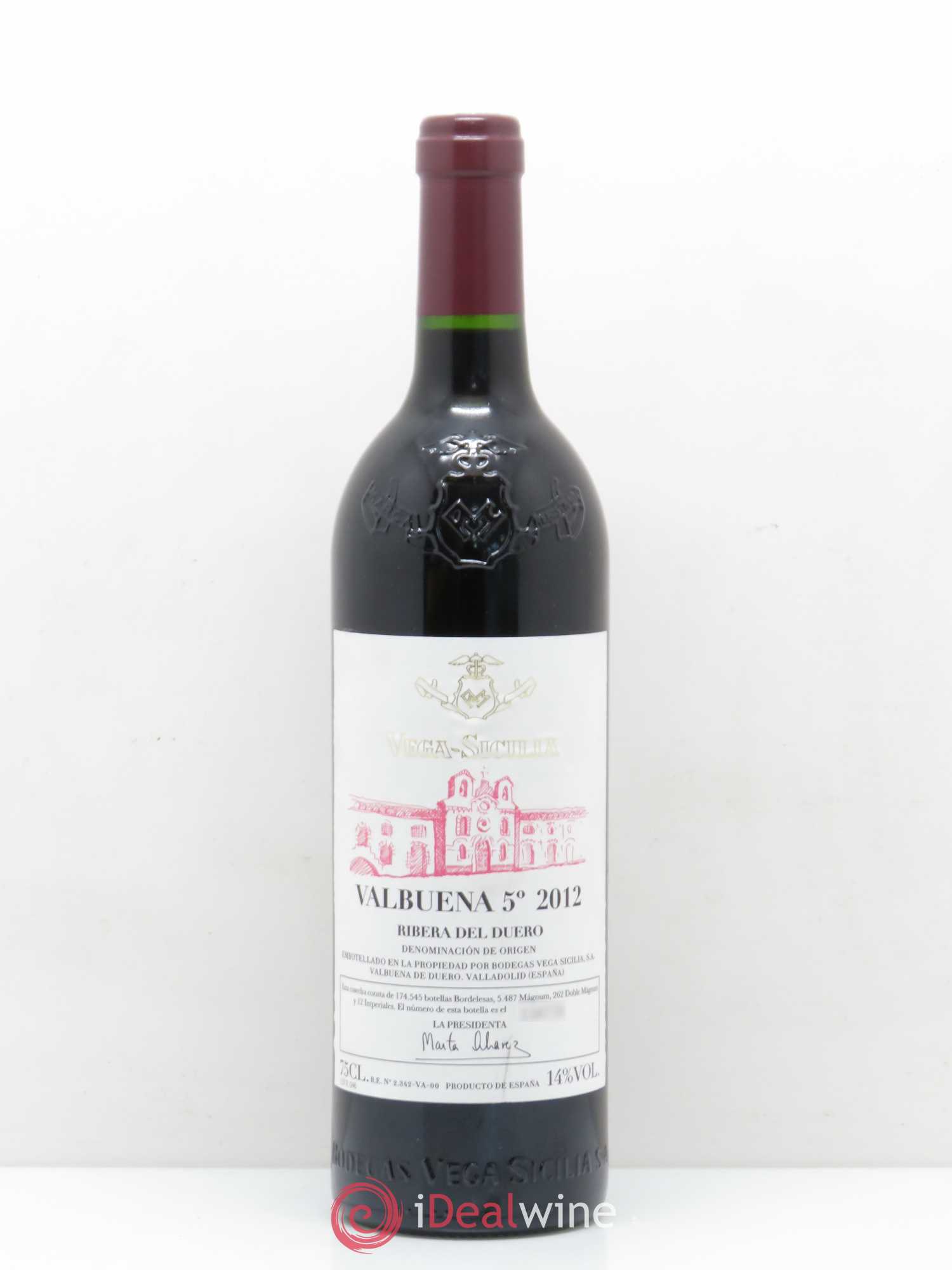 Ribera Del Duero DO Vega Sicilia Valbuena 5 ano Famille Alvarez 2012 - Lot de 1 bouteille - 0