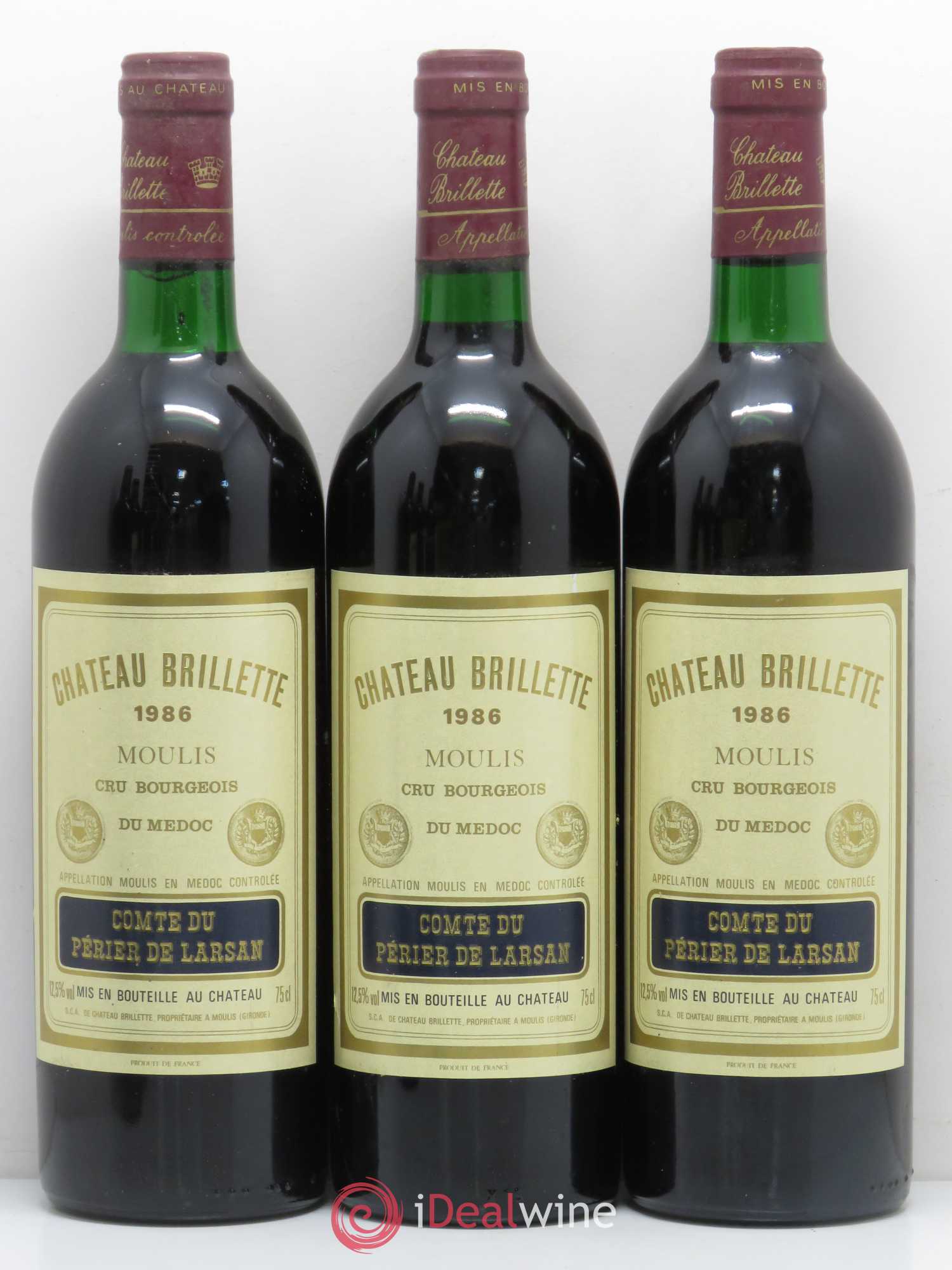 Château Brillette Cru Bourgeois 1986 - Lot de 6 bouteilles - 1