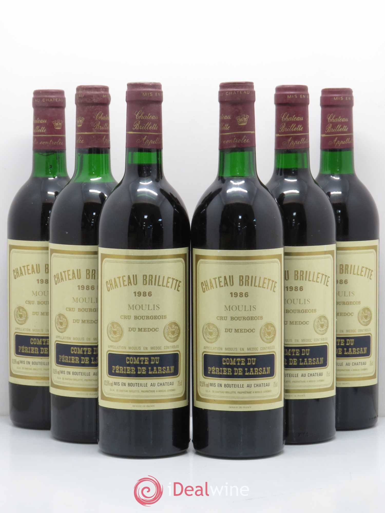 Château Brillette Cru Bourgeois 1986 - Lot de 6 bouteilles - 0
