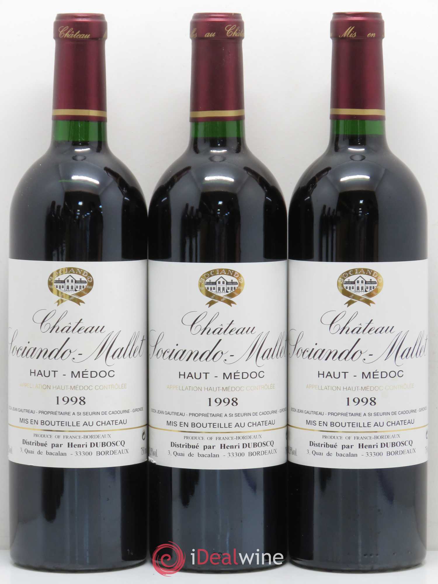 Château Sociando Mallet 1998 - Lot de 12 bouteilles - 1